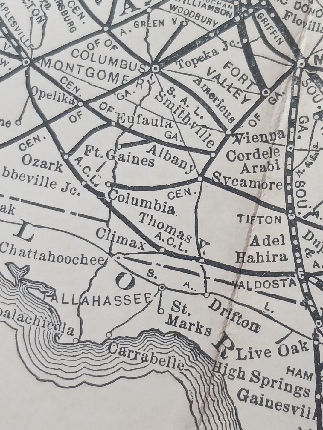1905 Dated Train Route Map SOUTHERN RAILWAY SYSTEM all Lines & Connections 11×9″