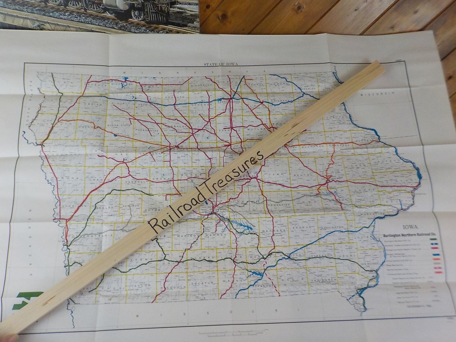 Map Burlington Northern Iowa State Railroad Map 1983 August