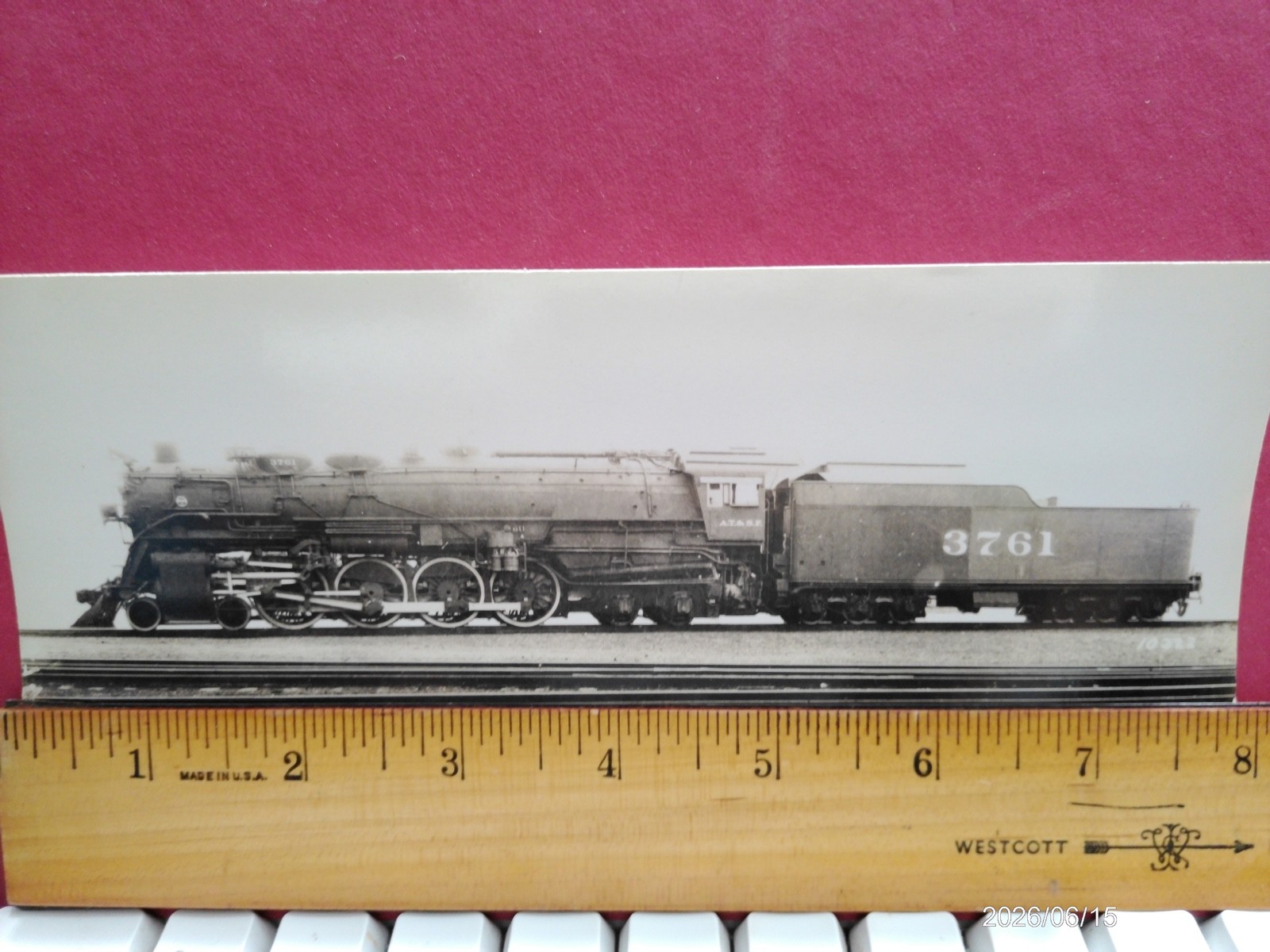 AT&SF RAILROAD ORIG BLUEPRINT DATA DIAGRAM BUILDER PHOTO 4-8-4 LOCOMOTIVE #3700
