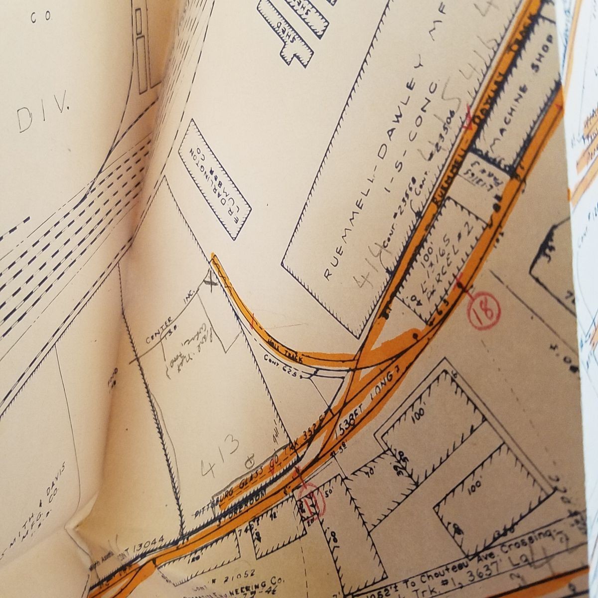 Vtg 1942 Frisco Railroad St Louis Terminal Huge Wall Map 87.5×30 1940s WWII Era