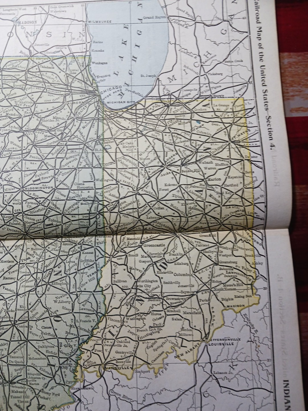 1897 Train Route Map ILLINOIS & INDIANA all Railroad Lines Station Marked 9″x11″
