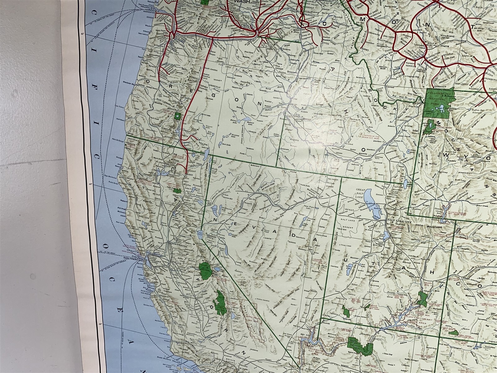 5 foot 1971 Burlington Northern Pacific Railroad Map System