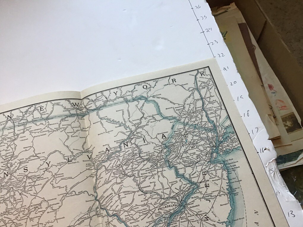 vintage railroad map: 33×22″ NORFOLD & WESTERN Railway dec 31, 1950