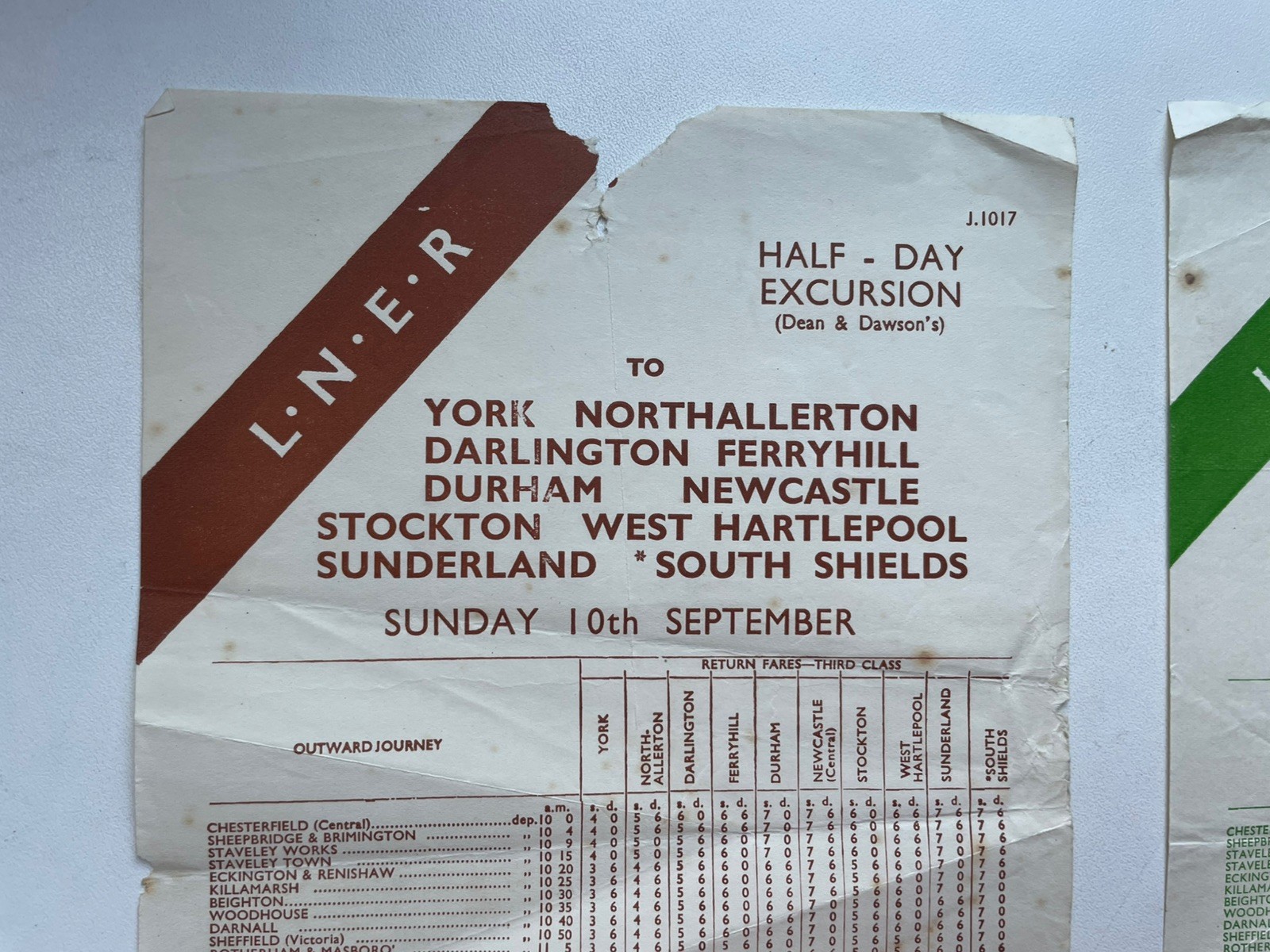 2 x 1930s LNER train timetables for York, Durham, Newcastle, Sunderland