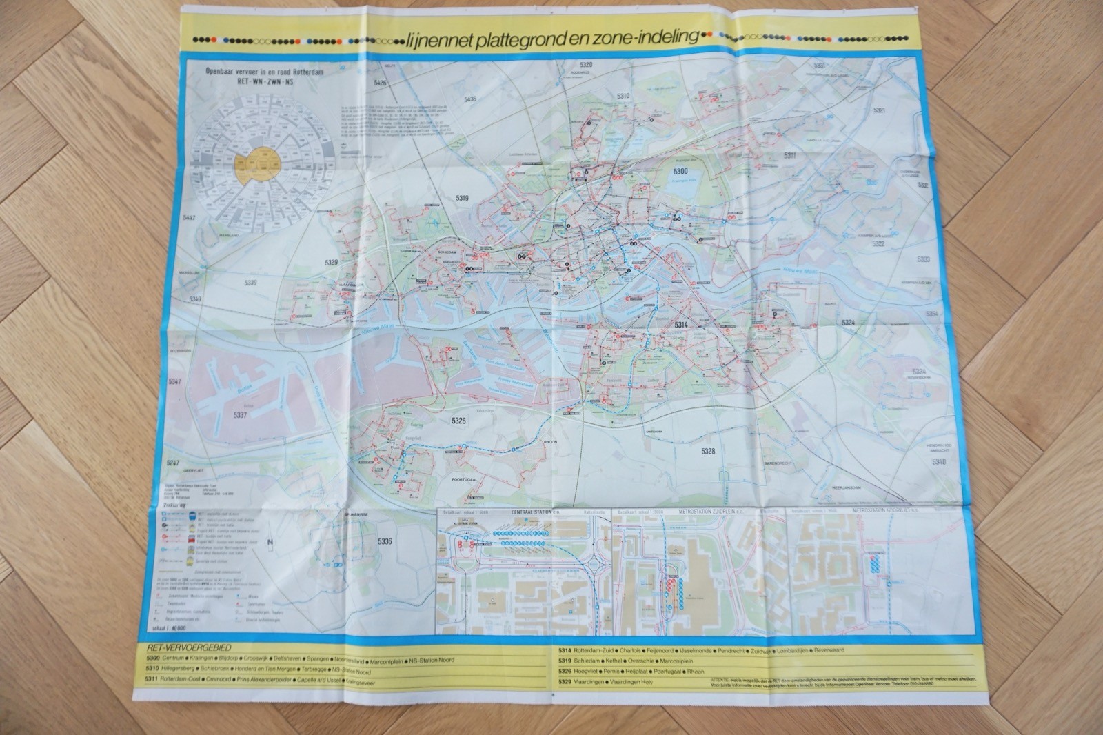 1982 RET Holland Netherlands Bus Tram Railway Route Map