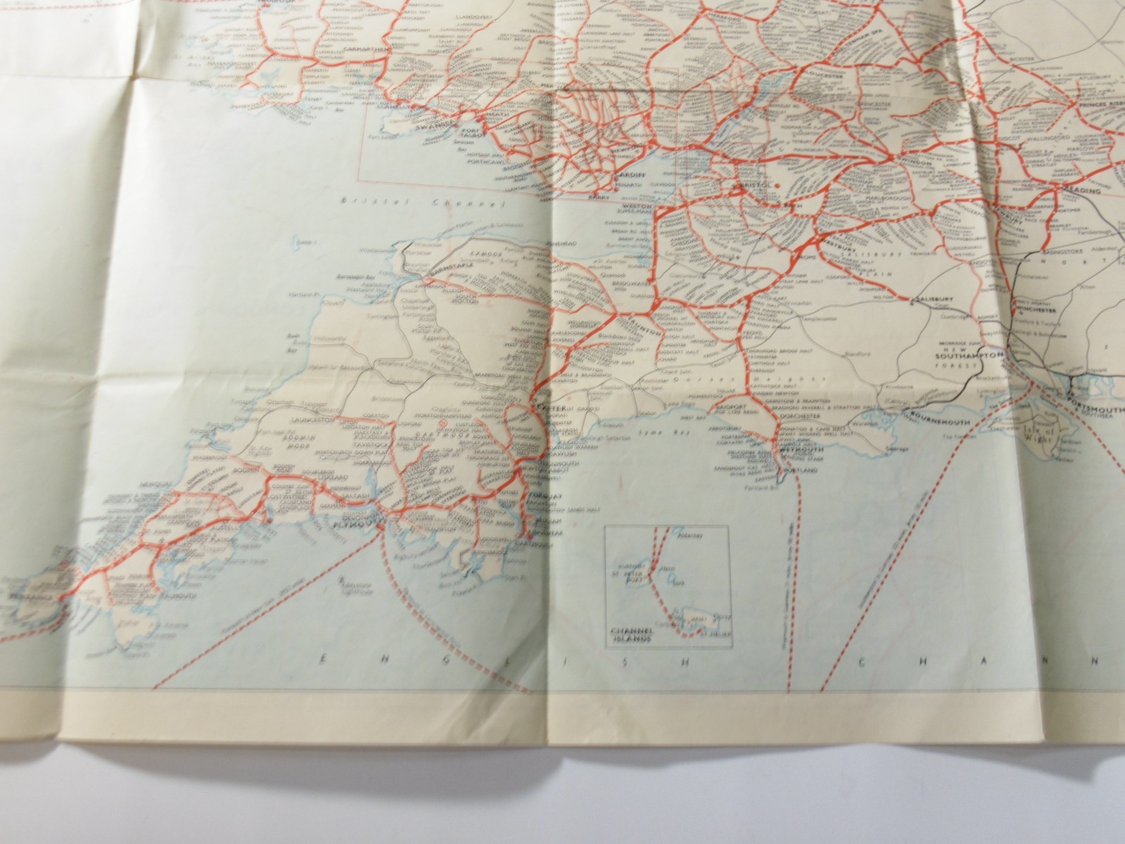 Large Double-Sided Railway Network Map, Western Region, British Railways, c1960s