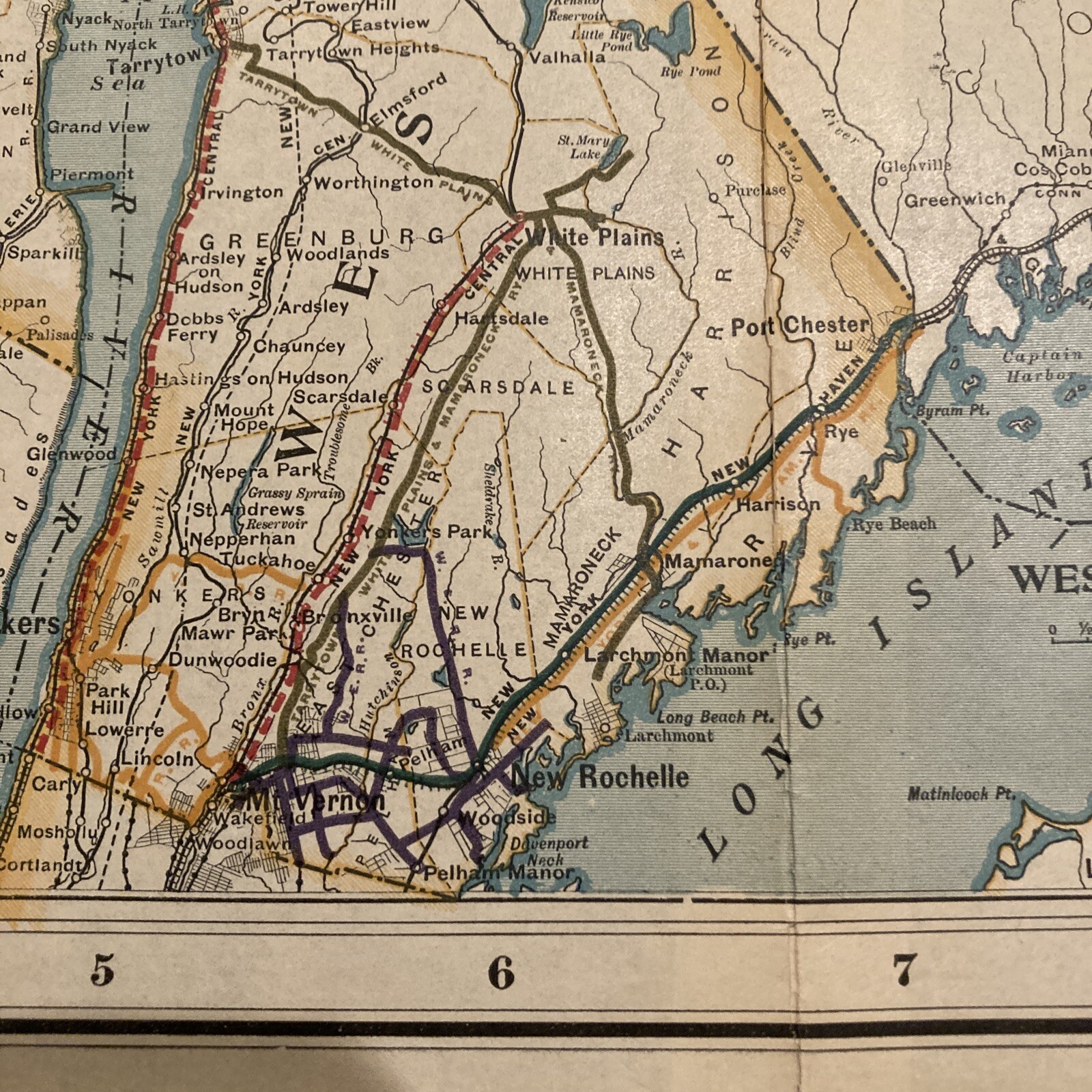Original 1908 State of New York Electric Railroad Map 47.25″ x42″