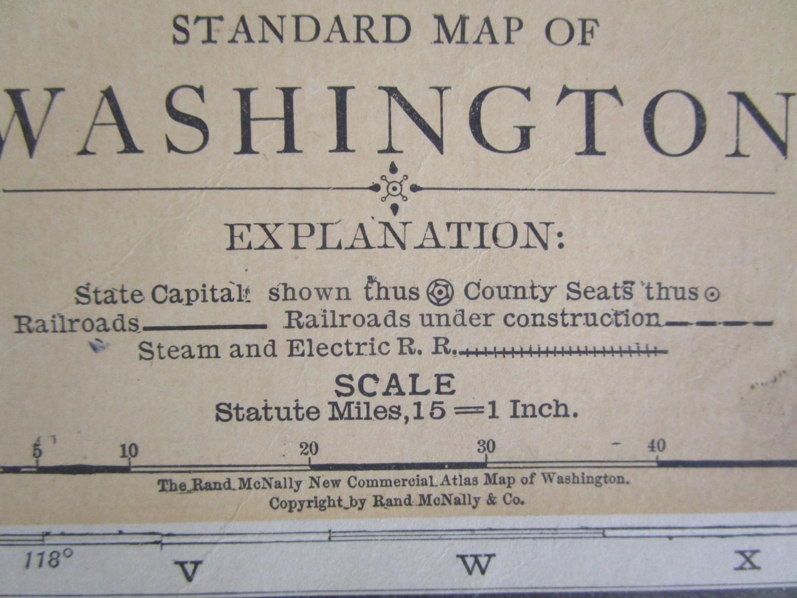 WA 1921 WASHINGTON State STEAM / INTERURBAN ELECTRIC RAILROAD / STEAMSHIP Map