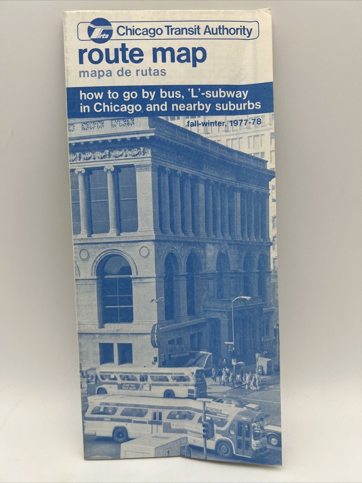 1977-78 Fall-Winter CHICAGO TRANSIT AUTHORITY CTA ROUTE MAP Train L Subway Bus
