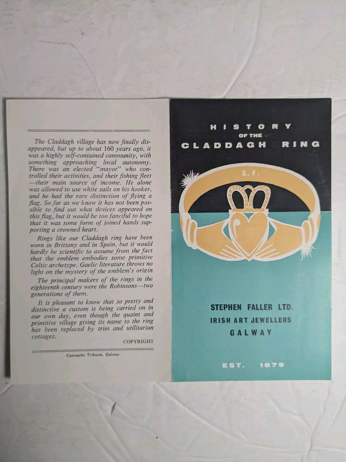 1960 Advertising Brochure For Stephen Faller Ltd Irish Art Jewely Galway Ireland