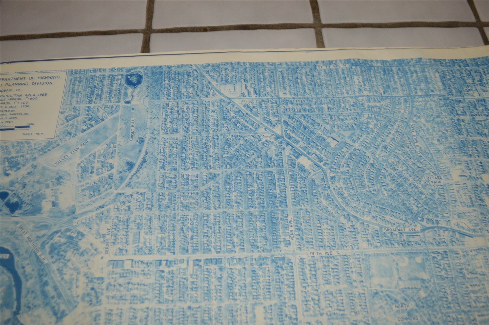 1958 Minnesota Hwy Dept Minneapolis West Lyndale 7th -27th Ave N Aerial Map