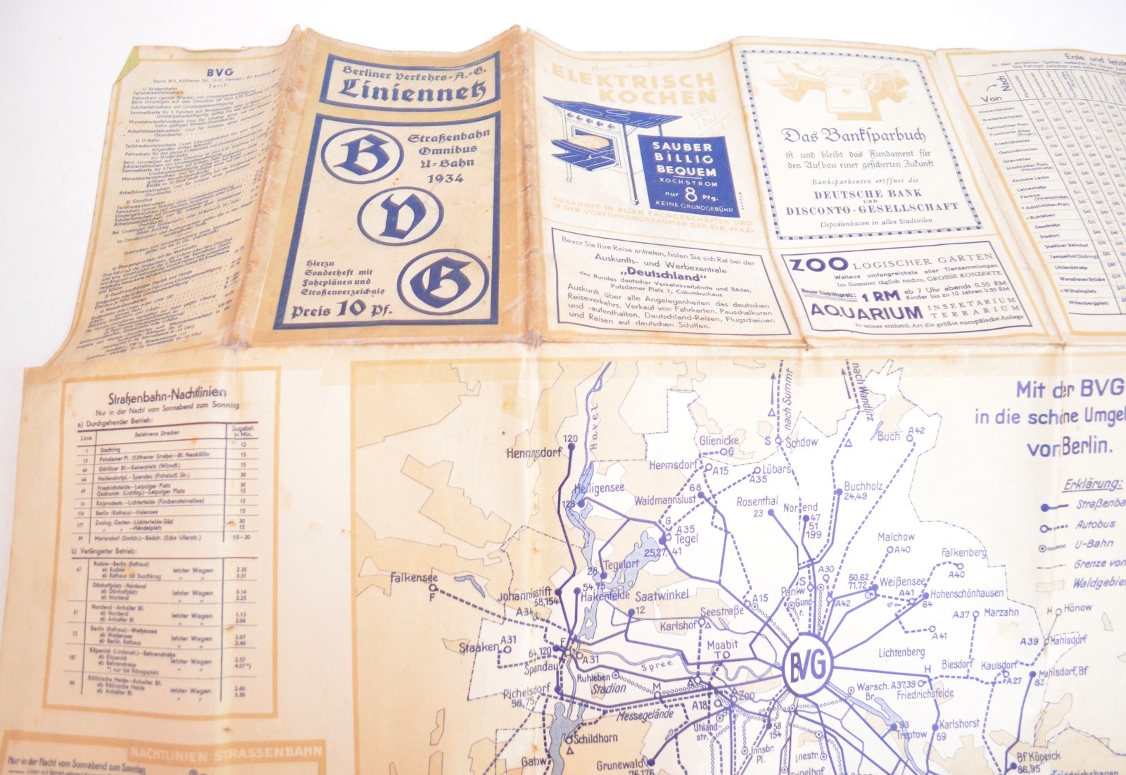 Railway Transport Map Germany Berlin Strassenbhan Omnibus UBahn 1934