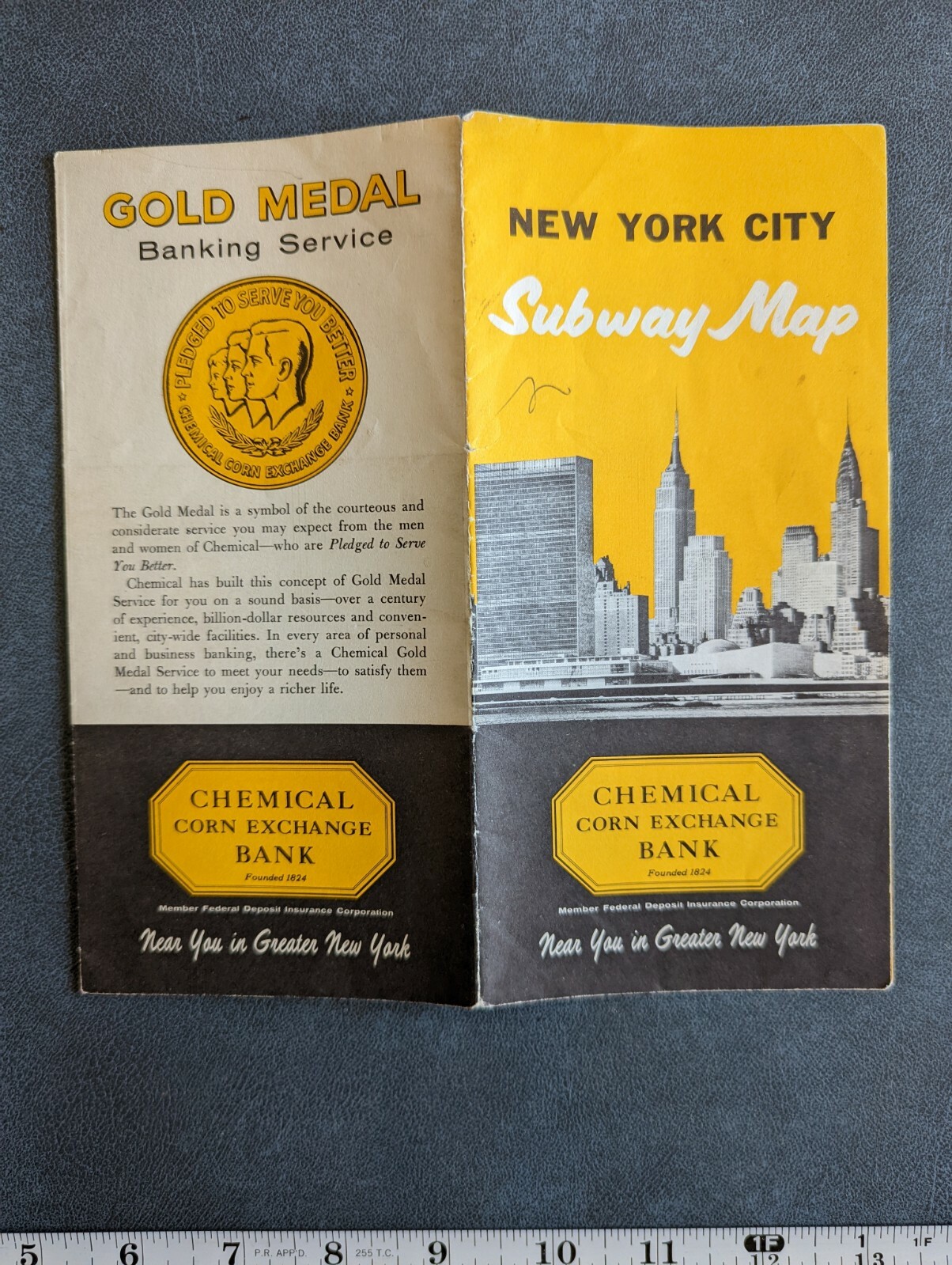 1958 New York City Hagstrom Map Subway IND IRT BMT RR NYC Chemical Corn Exchange