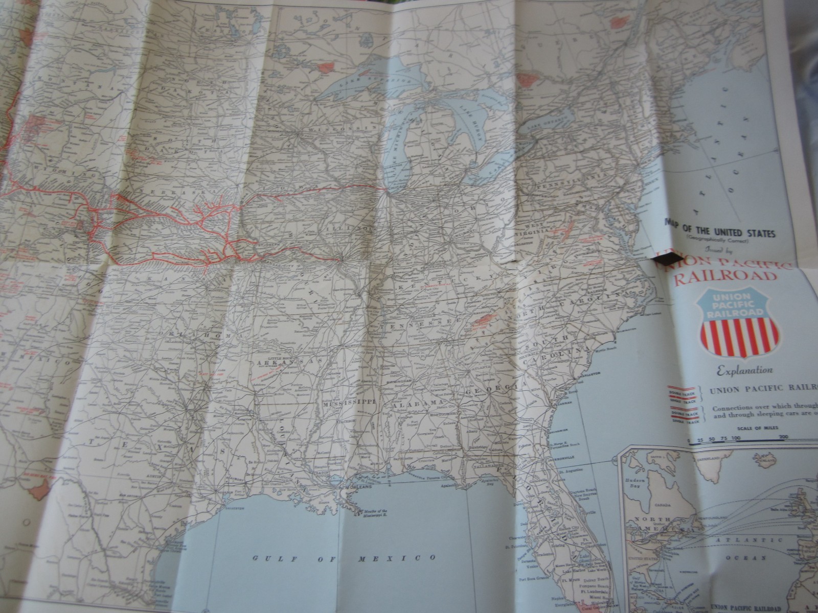 1958 – Union Pacific System – Railroad – MAP of the UNITED STATES