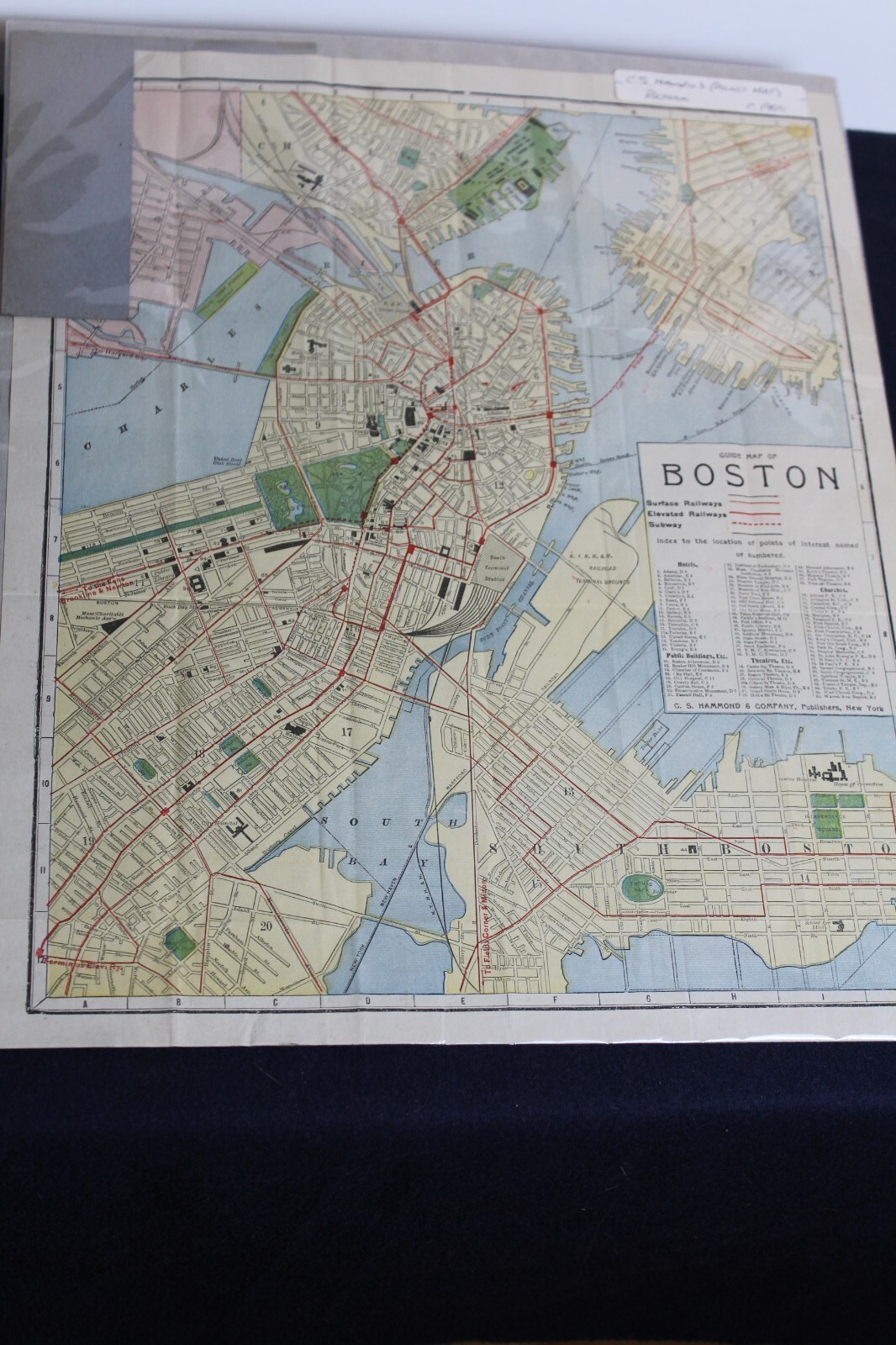 Antique Original Boston Pocket Folding Map Circa 1900