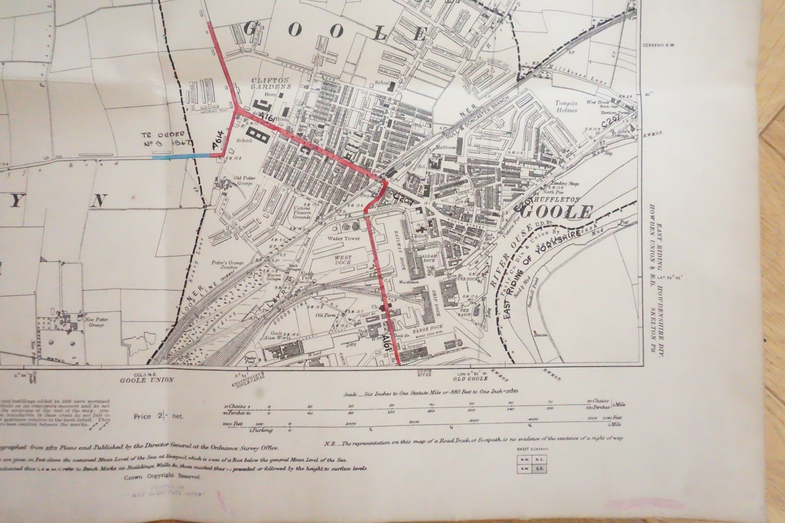 1938 Goole Hook Yorkshire NER Railway OS Linen Map Ref 79 **