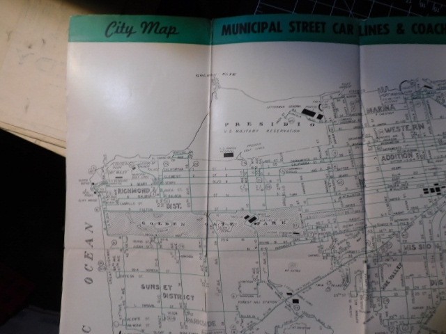 1950 MINI MUNICIPAL RAILWAY MAP OF LINES & ROUTES IN SAN FRANCISCO