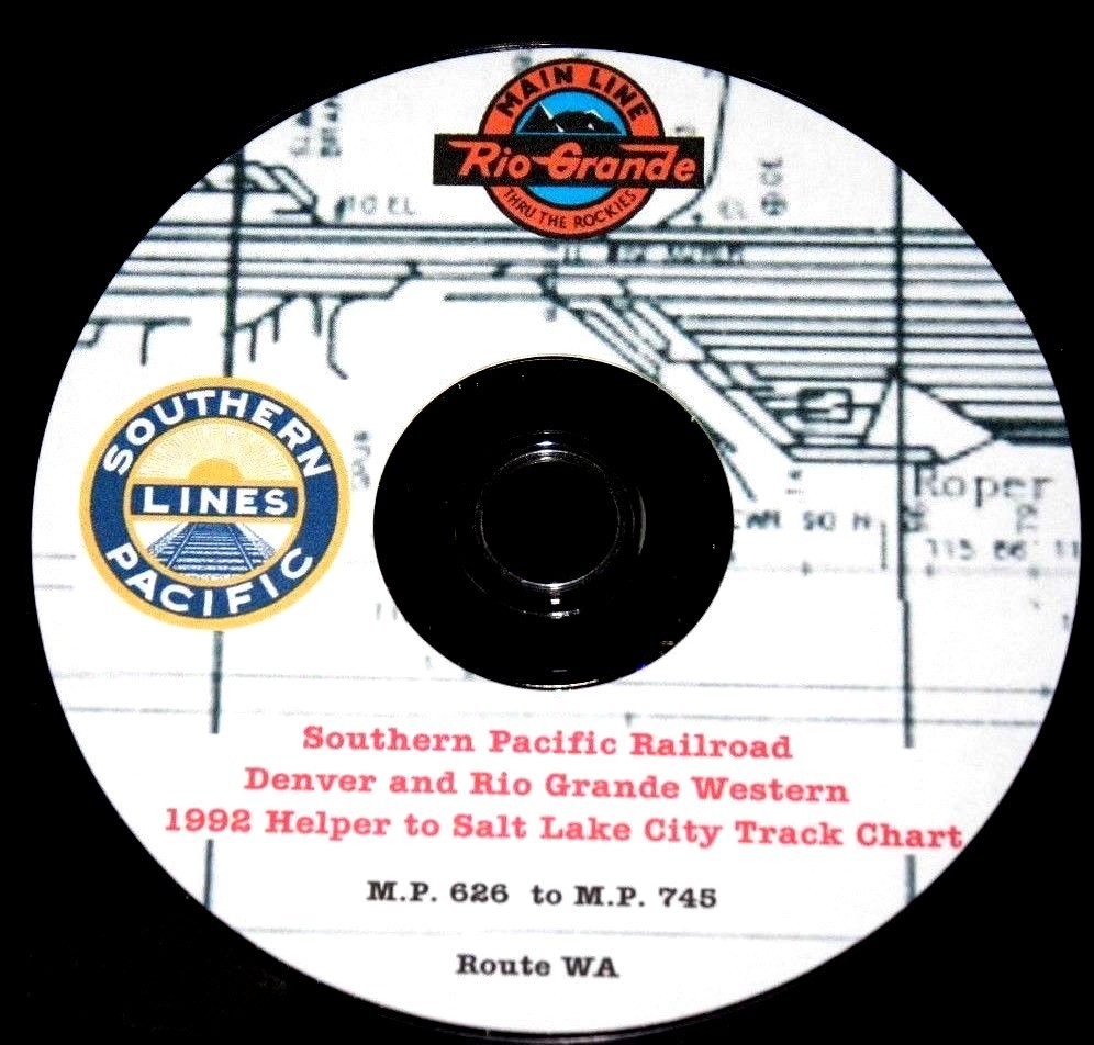 Southern Pacific 1992 (D&RGW) Helper to Salt Lake City Track Chart Pages on DVD