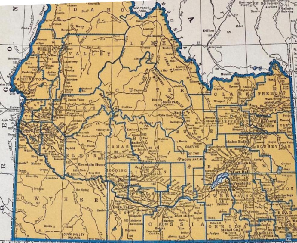 IDAHO & ILLINOIS Original c 1935 County & Railroad Maps. Hammond & Co. 9×12″