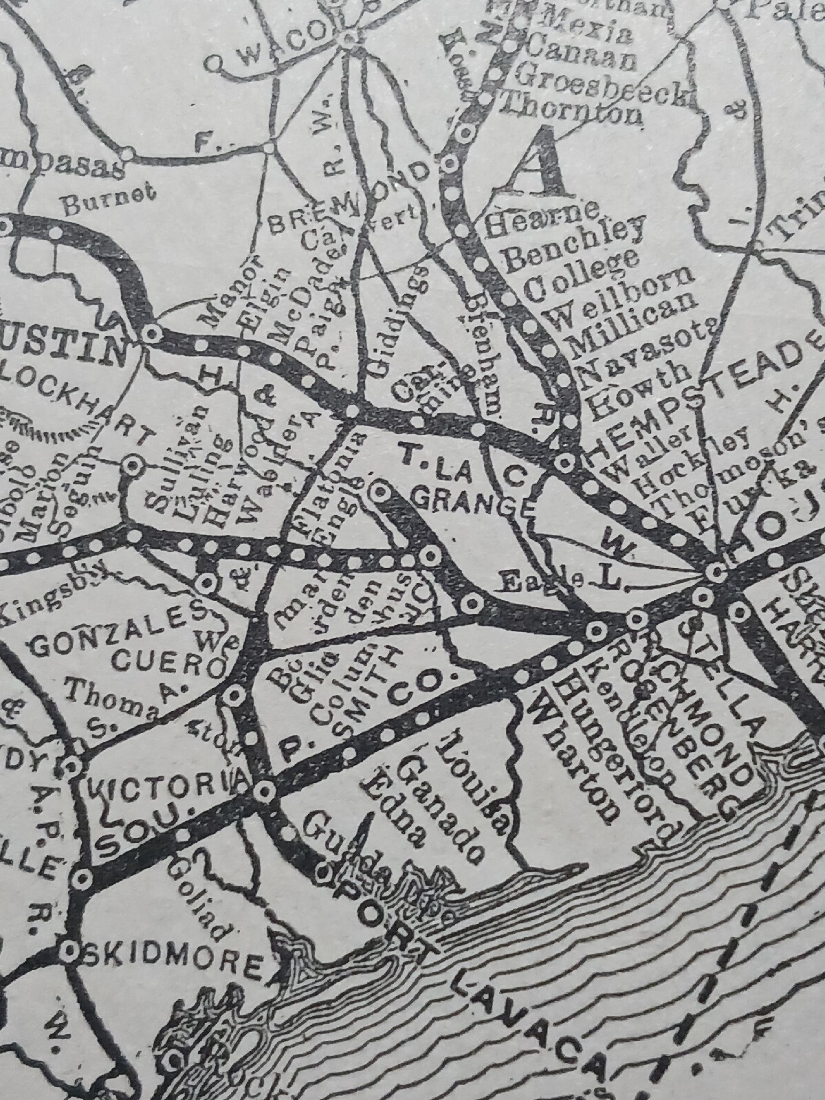 ☆1898 Train Route Map SOUTHERN PACIFIC RAILROAD Lines Atlantic Properties