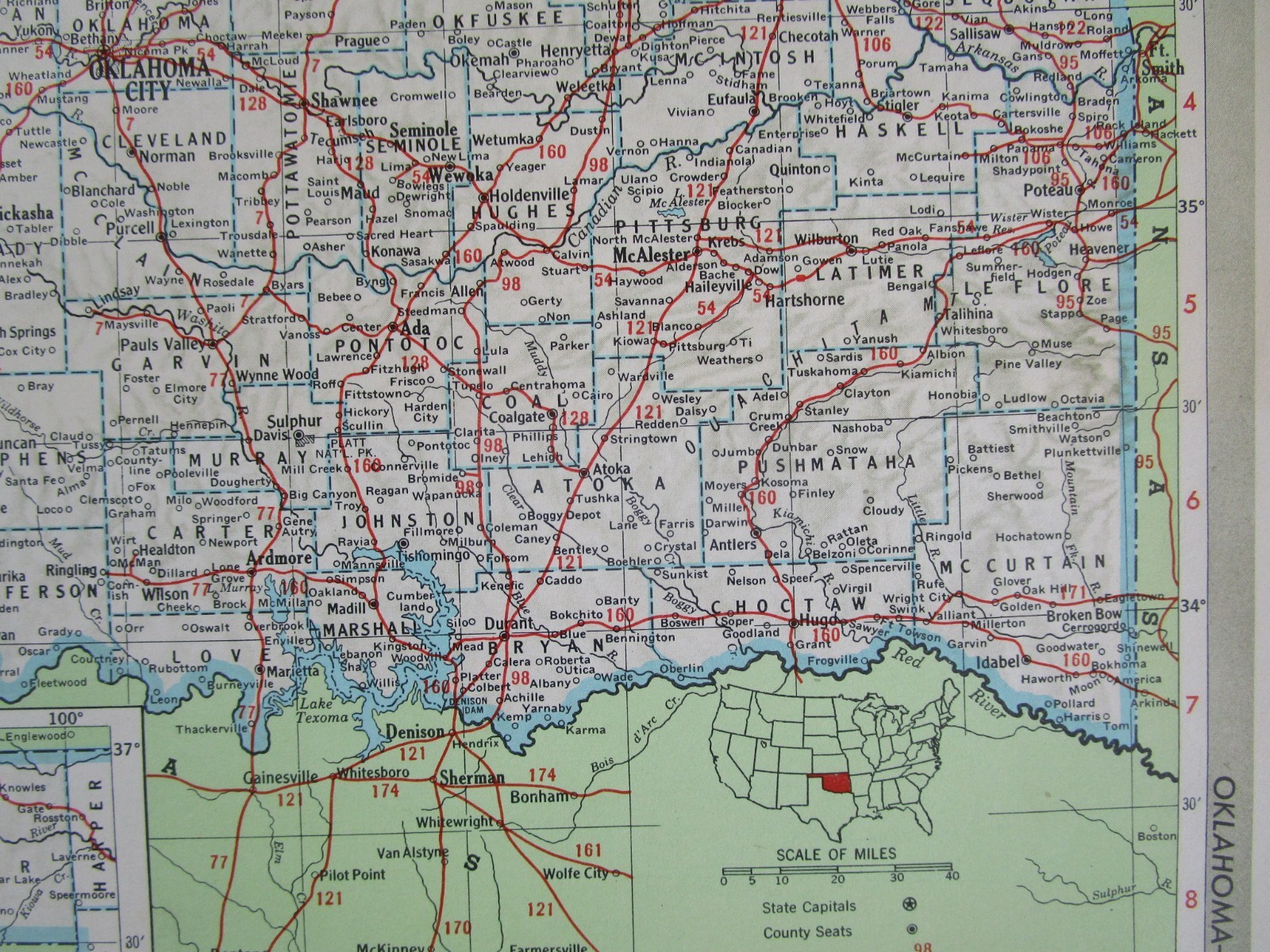 OR OK Vintage 1951 OREGON RAILROAD MAP. SUMPTER VALLEY RR or OKLAHOMA. OSAGE RR