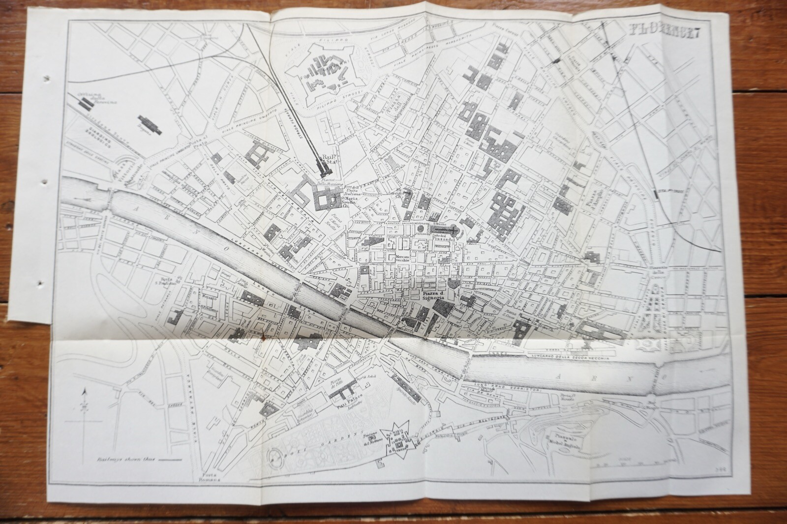 1899 Bradshaws Map of Florence Italy Original Railway Map
