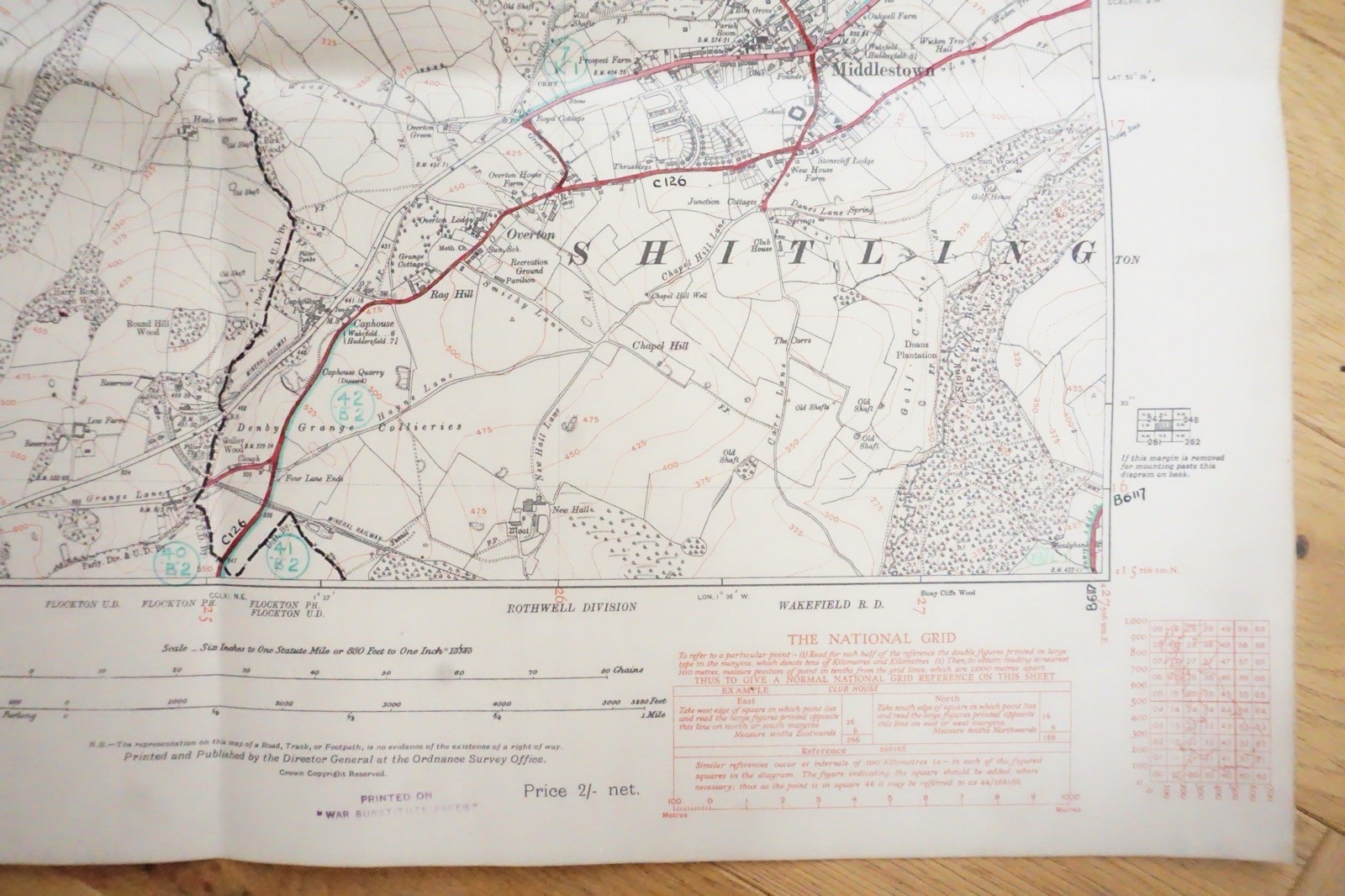 1938 Thornhill Dewsbury Yorkshire LMS Railway OS Linen Map Ref 77 **