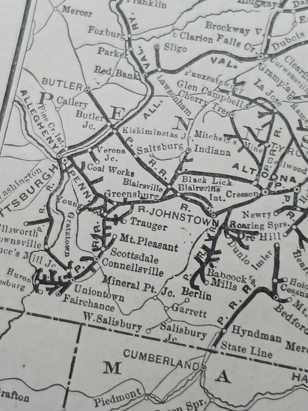 1905 Train Route Map PENNSYLVANIA RAILROAD All Lines East Of Pittsburgh