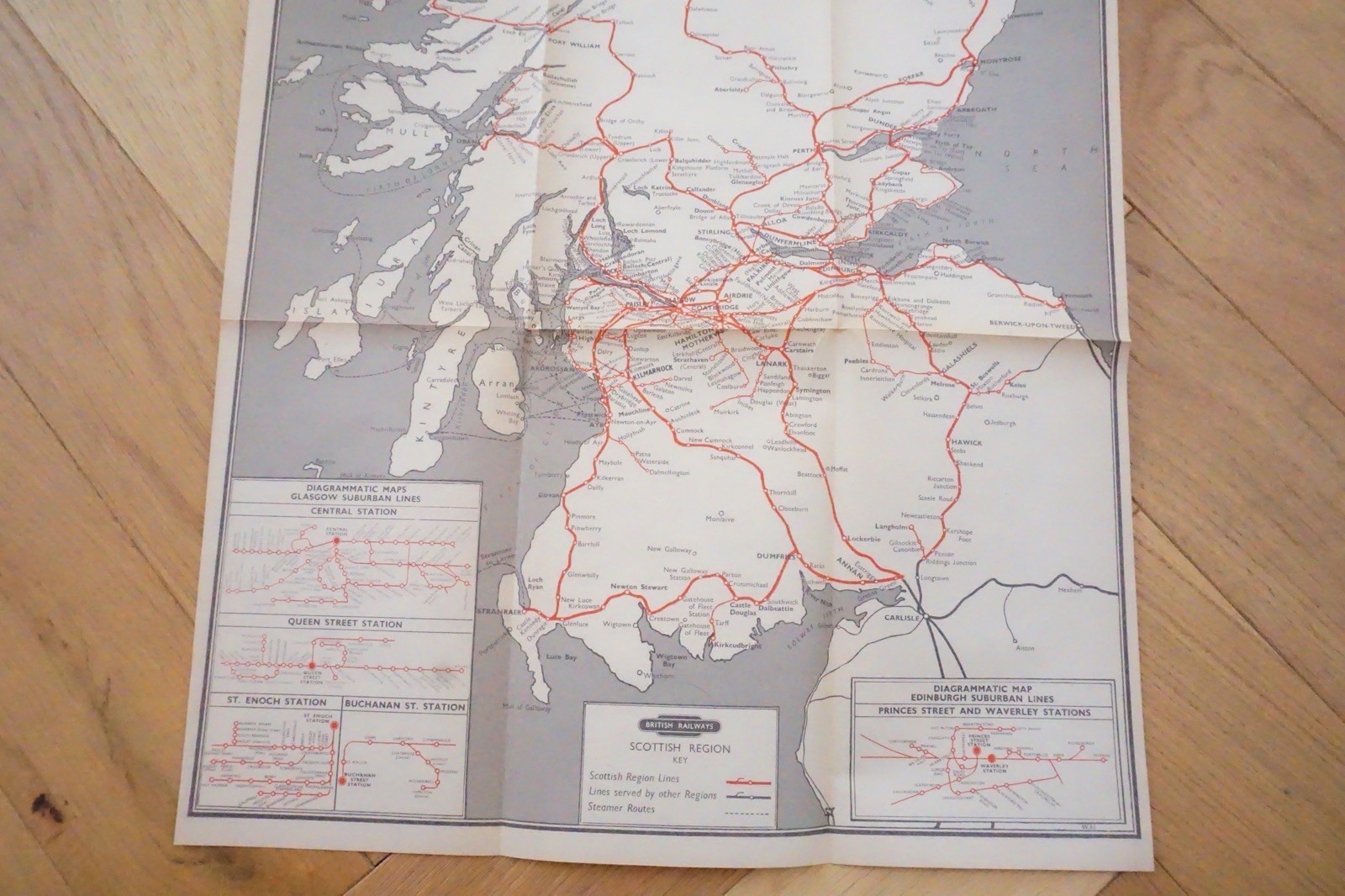 1961 British Rail Scottish Region Passenger Network Railway Map