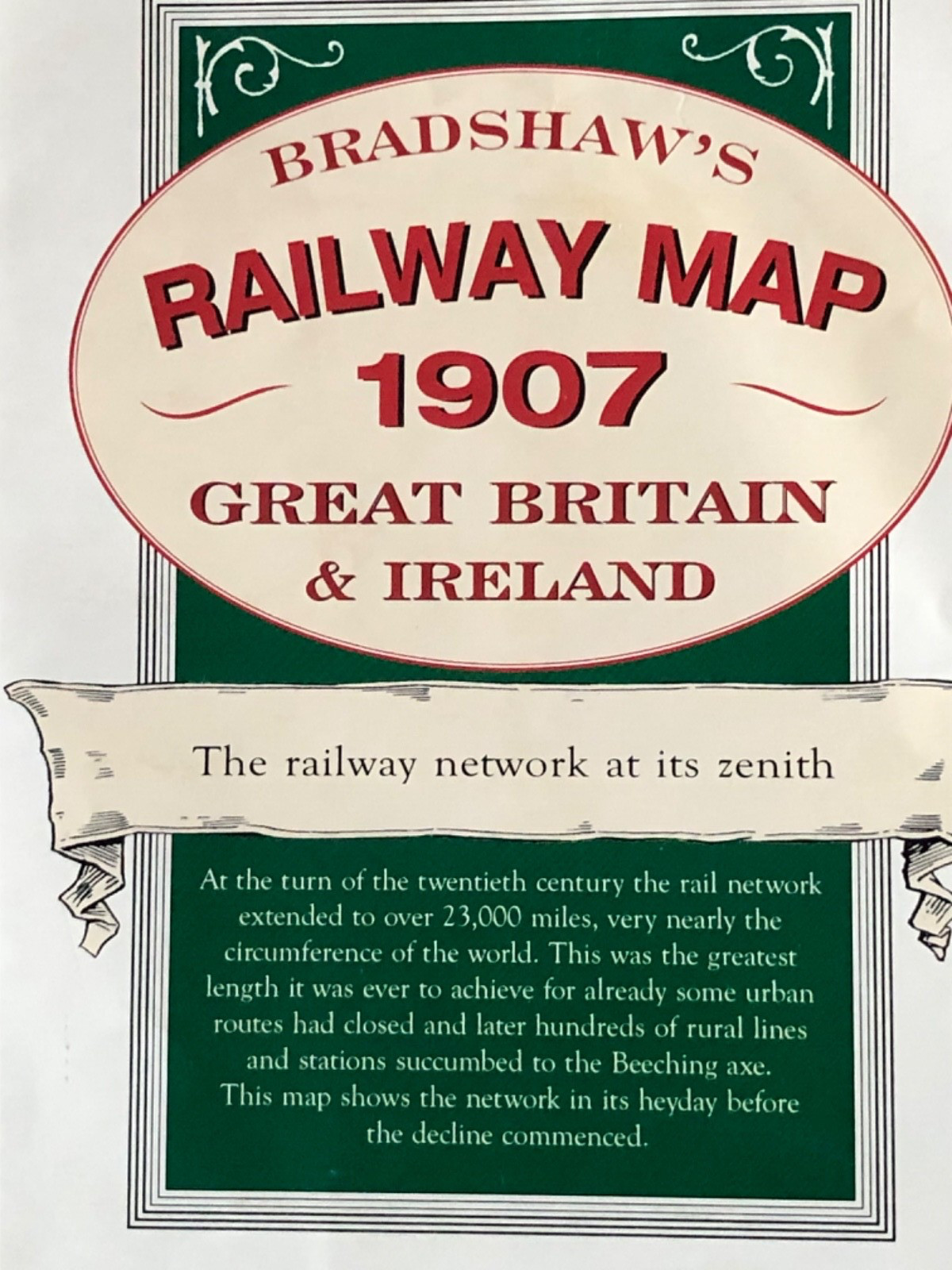 Reproduction (2004) of Bradshaw’s 1907 railway map, Great Britain and Ireland