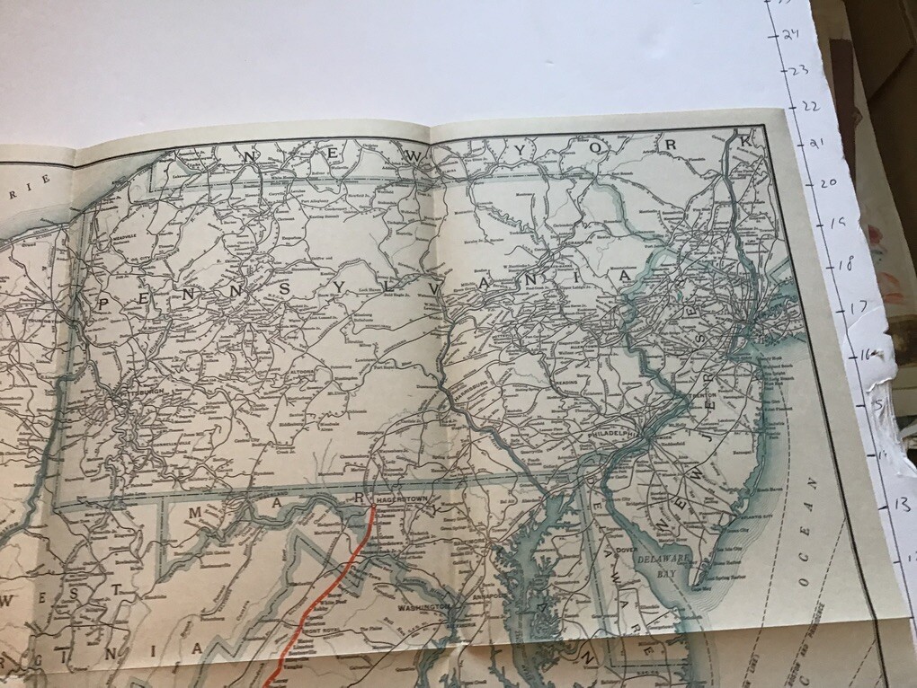 vintage railroad map: 22×32″ NORFOLK & WESTERN Railway 1948