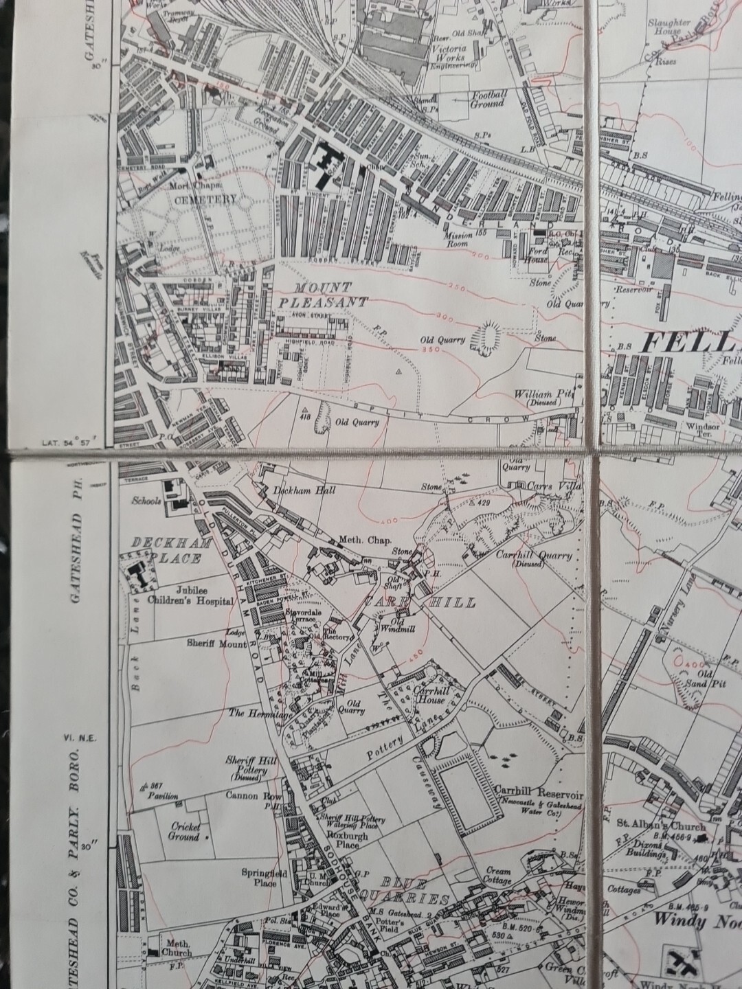 NER Gateshead Pelaw Map 1921 Railway Parcels delivered Handwritten Railway