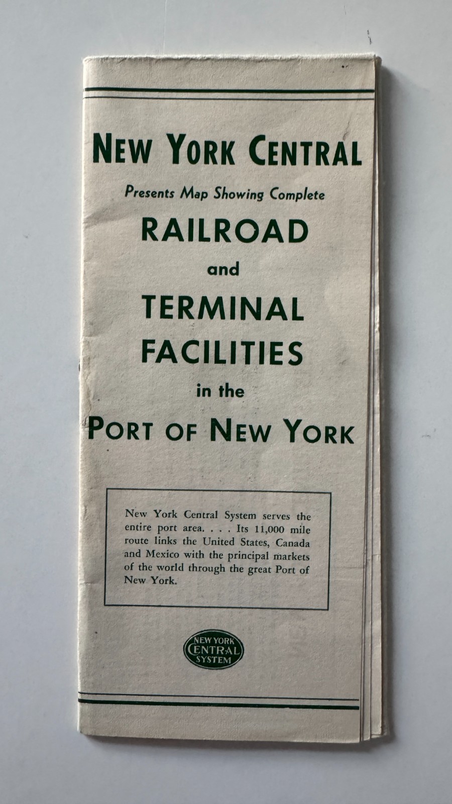 Vintage 1947 New York Central RR Railroad Map Terminal Facilities Port of NY
