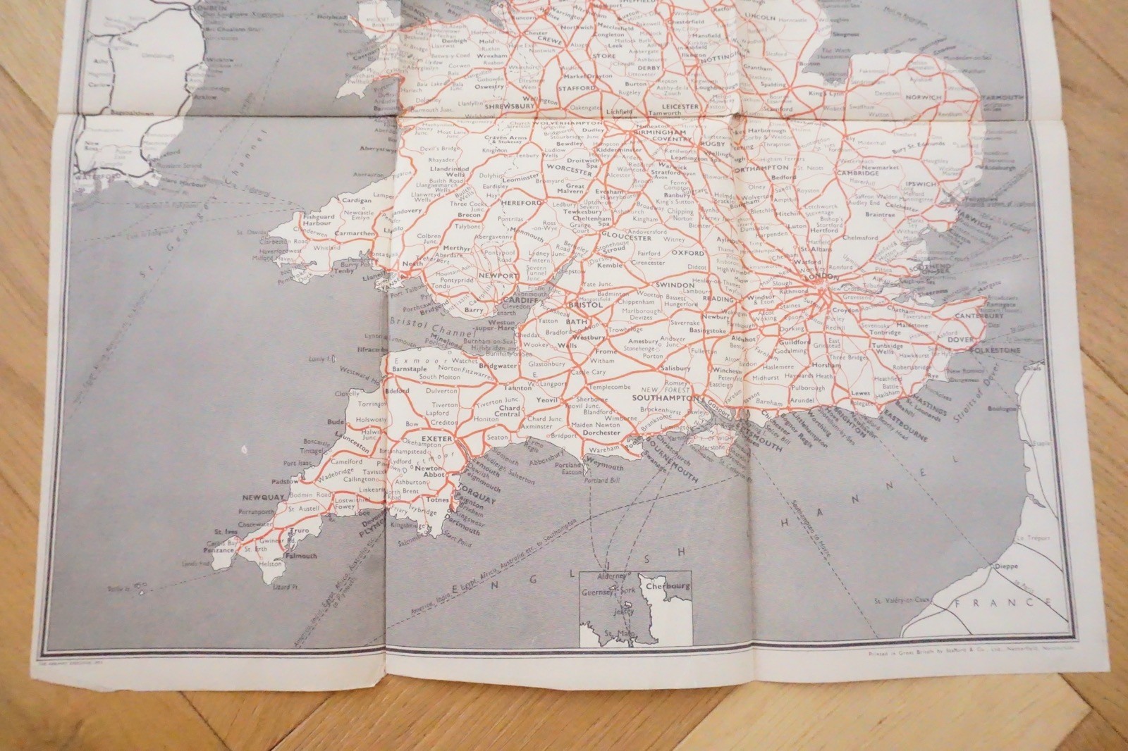 1953 British Rail Passenger Network Railway System Map