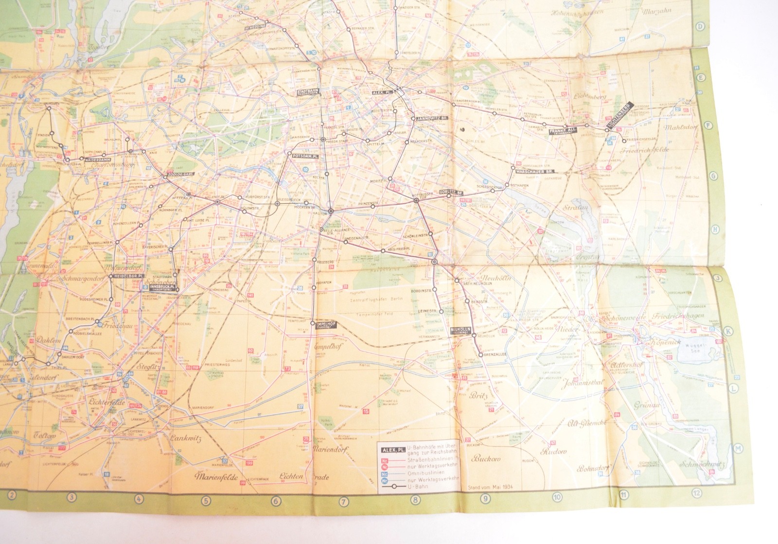 Railway Transport Map Germany Berlin Strassenbhan Omnibus UBahn 1934