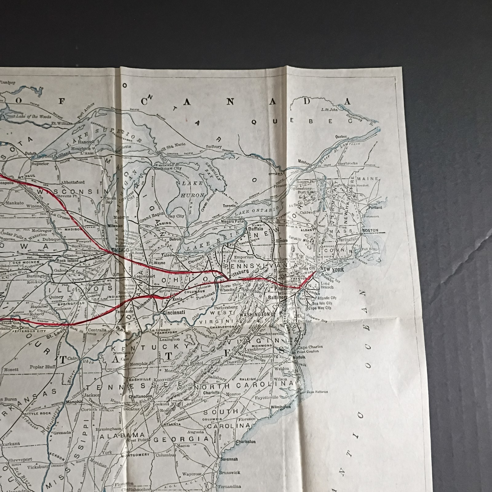 Antique 1904 PRR Pennsylvania RR Tour Map 18.5×20.5 Yellowstone & Pacific Coast