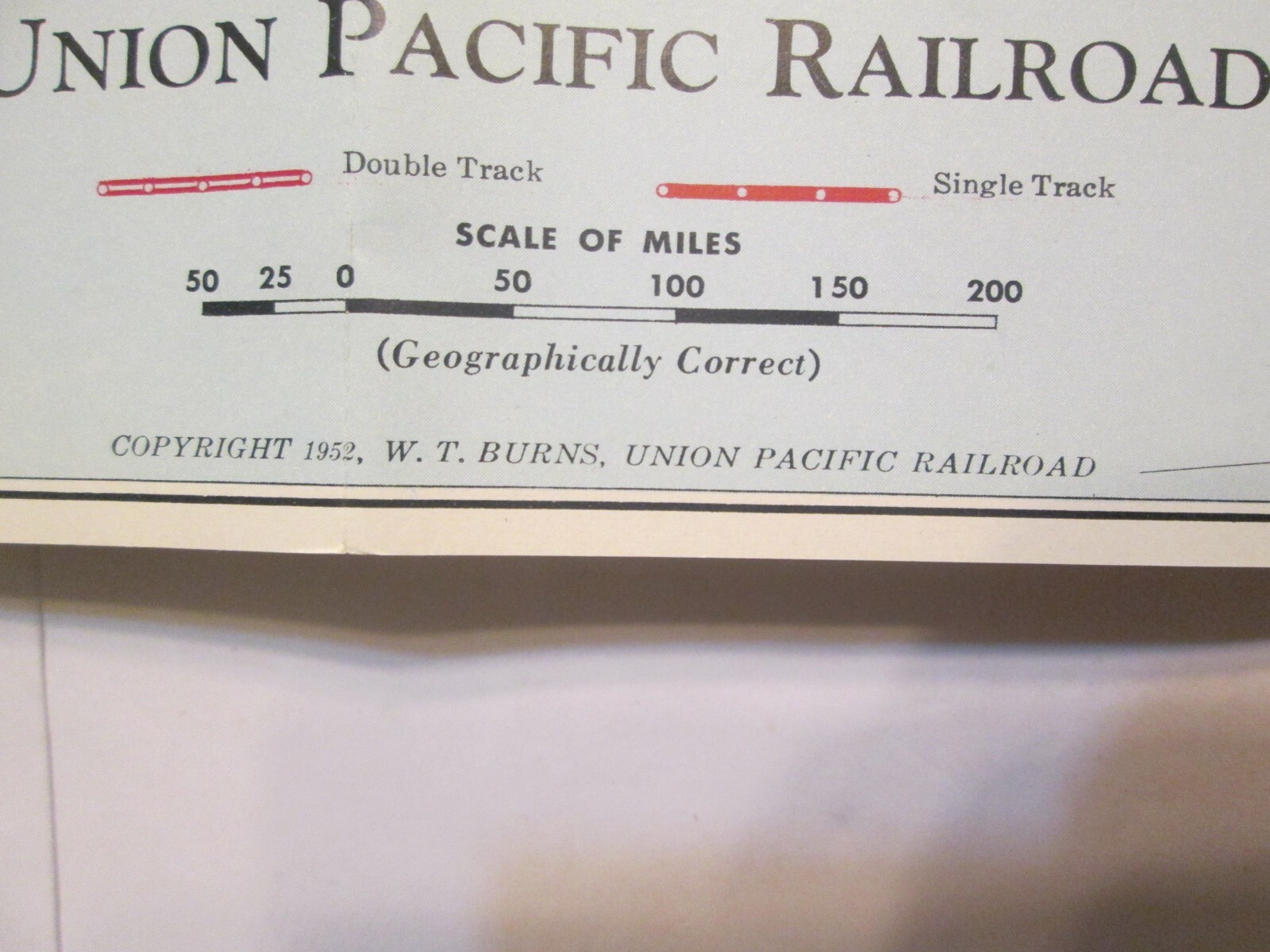 Union Pacific Railroad Territorial Map of the United States 1952