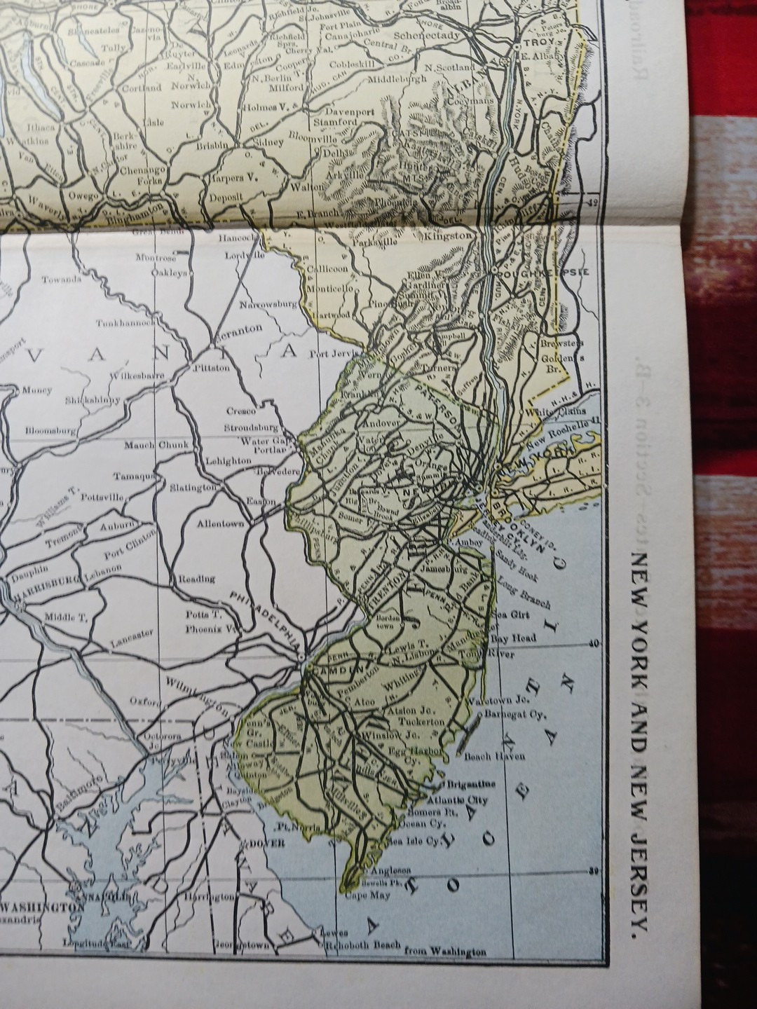 1897 Train Route Map NEW YORK NEW JERSEY all Railroad Lines Station Marked 9×11″