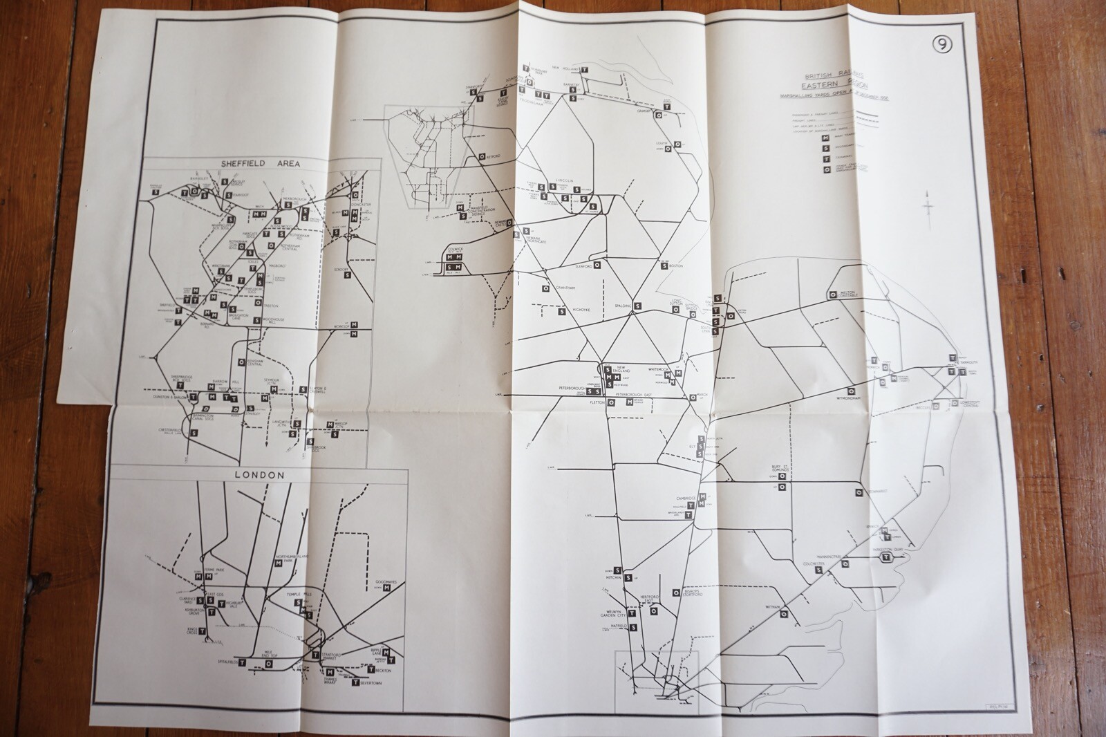 1958 Marshalling Yards Open at 1958 Eastern Region Railway Map