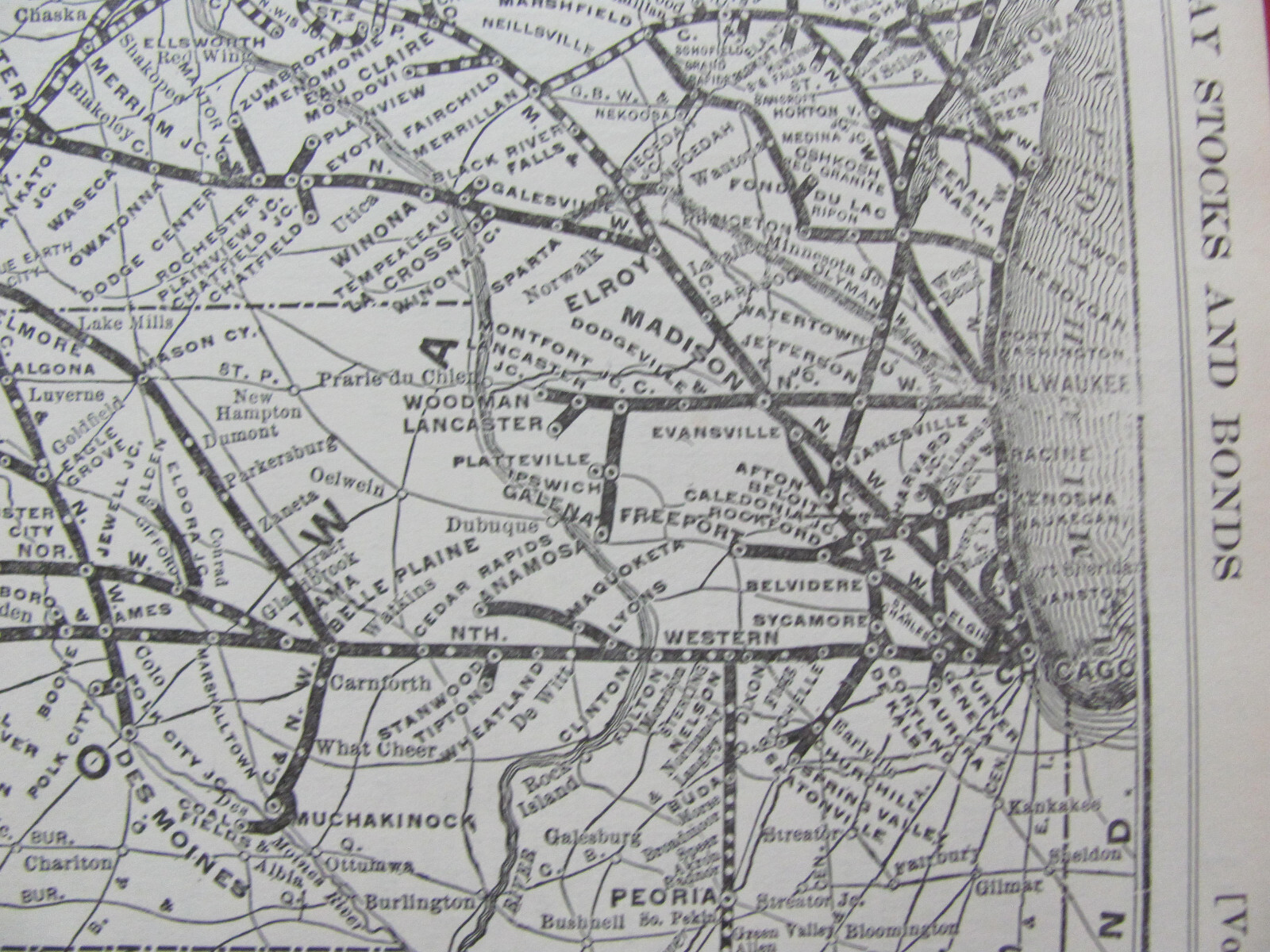 CHICAGO & NORTHWESTERN RAILWAY ORIGINAL 1921 SYSTEM MAP C&NW RR ROUTE IL WI MO +
