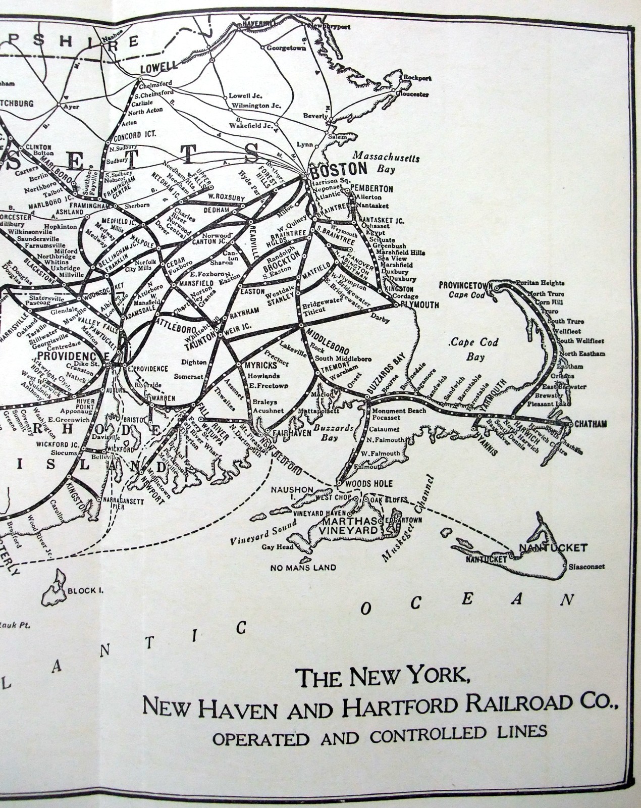 New York, New Haven & Hartford Railroad – Original 1933 System Map. Vintage