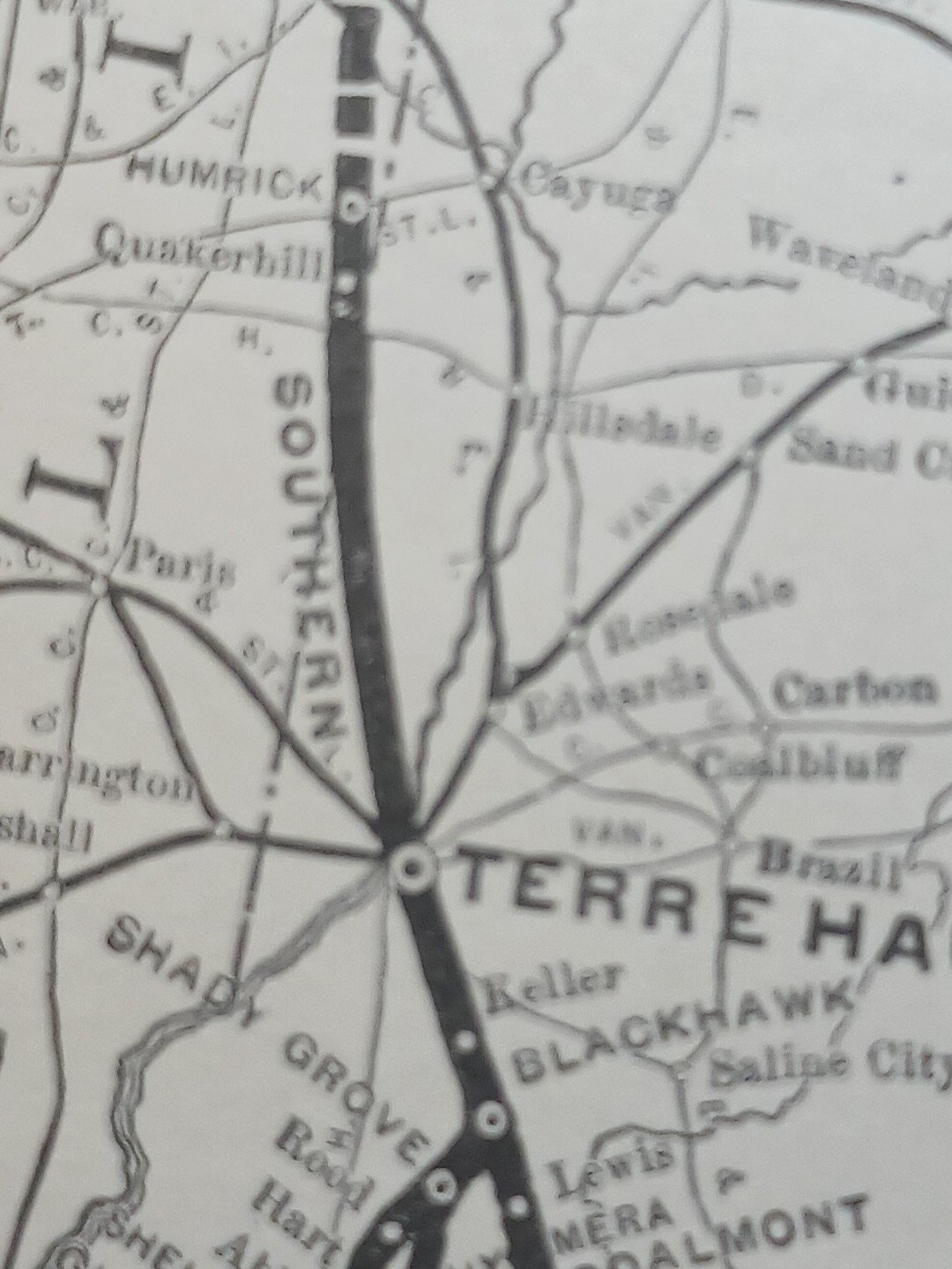 ~1906 Train Route Map SOUTHERN INDIANA RAILWAY Chicago Southern Railroad Antique