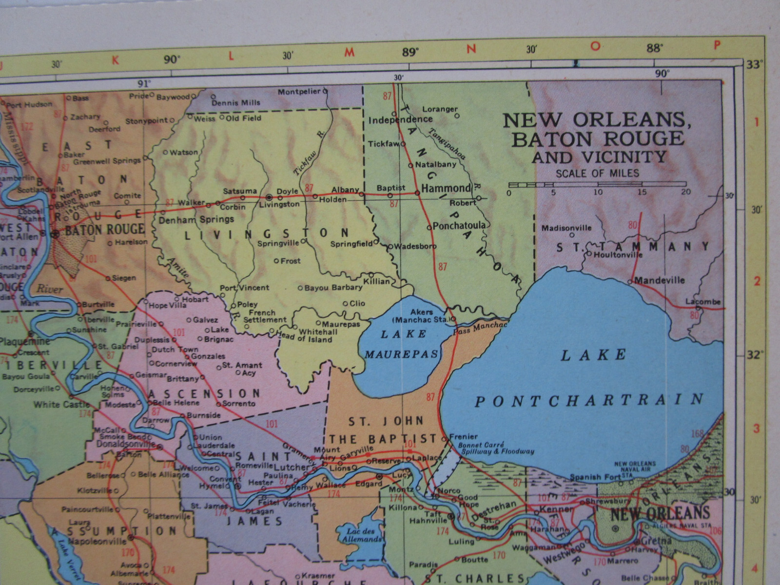 LA ME 1956 LOUISIANA RAILROAD Map. NATCHEZ URANIA & RUSTON RR ~or~ MAINE