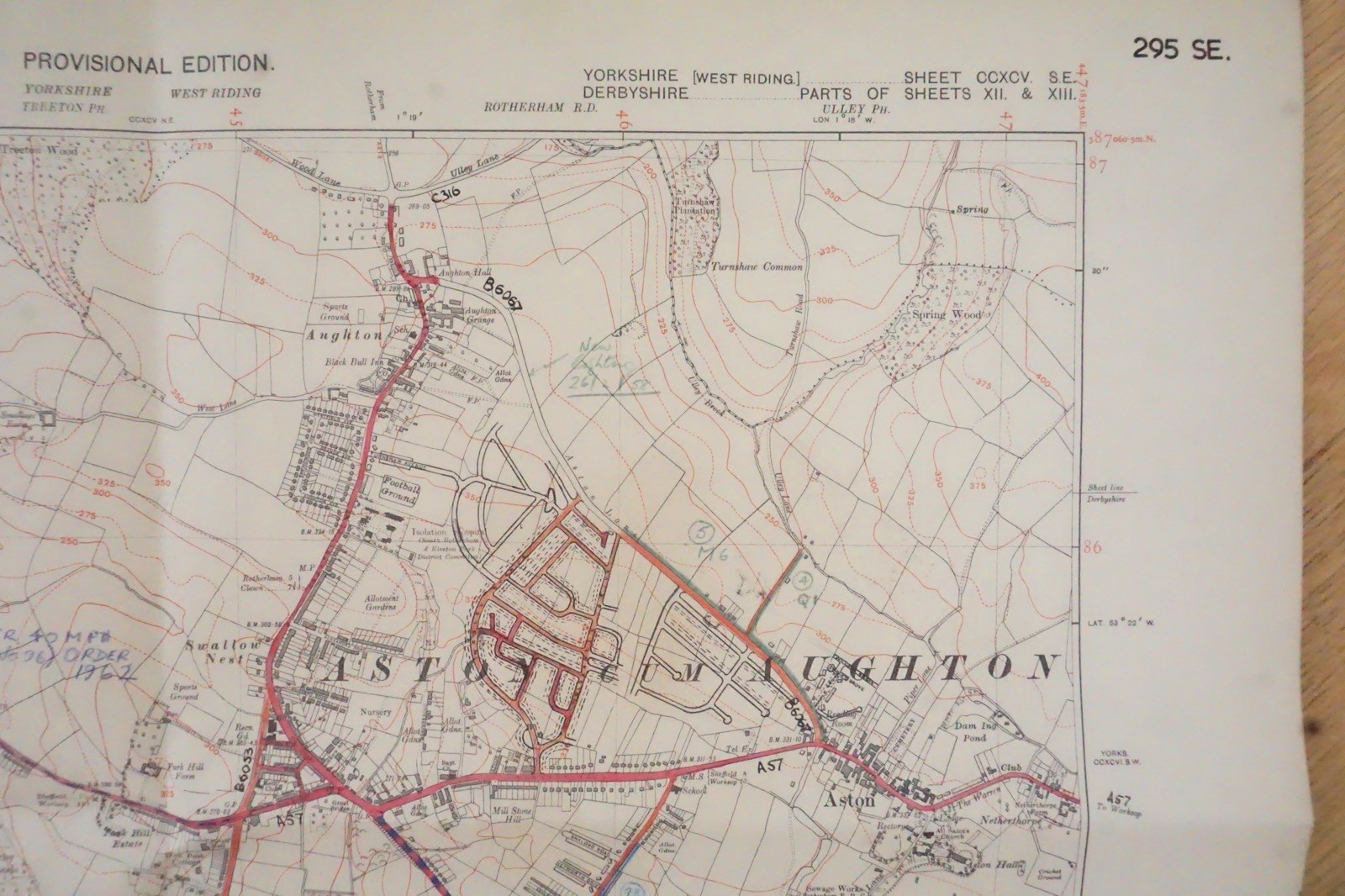 1938 Aston Aughton Yorkshire LMS LNER Railway OS Linen Map Ref 41 *