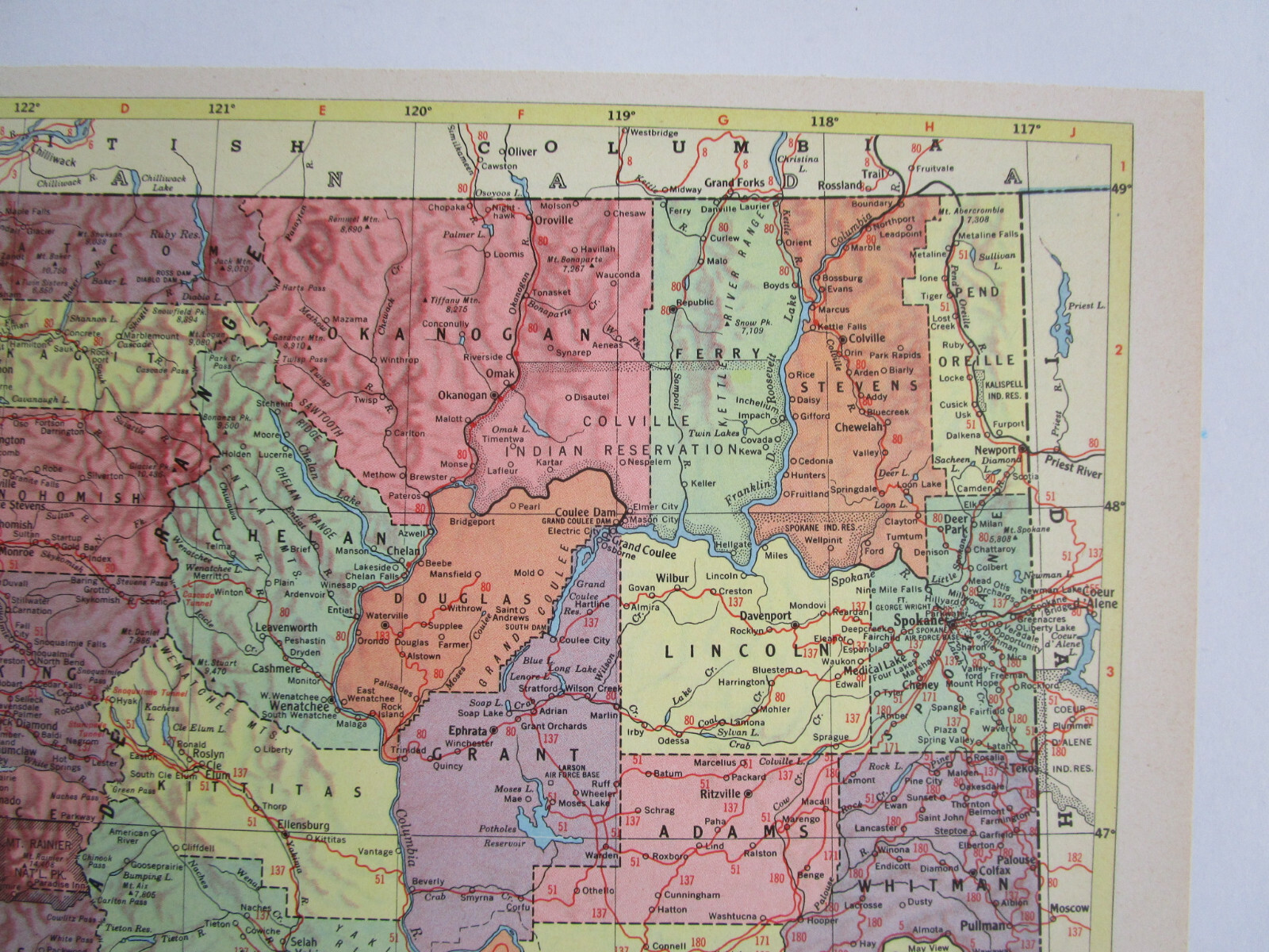 WA WV 1955 WASHINGTON State RAILROAD Map WALLA WALLA VALLEY ~or~ WEST VIRGINIA