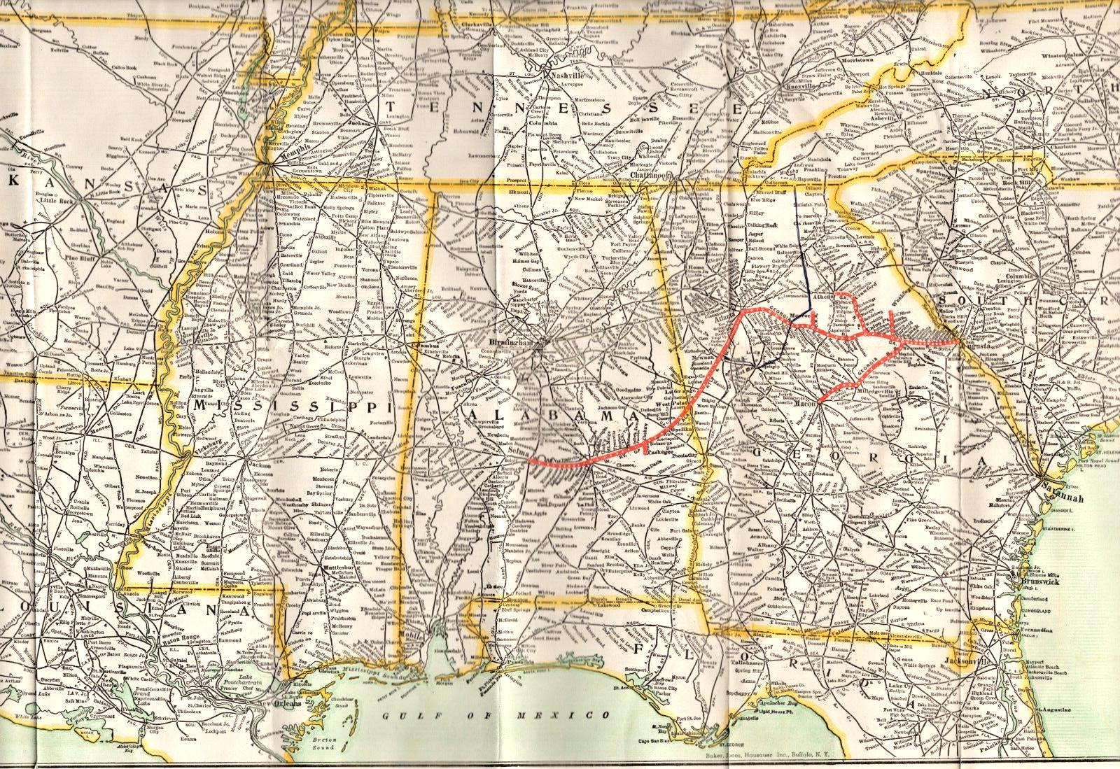 Atlanta West Point Railroad Map 1952 Western Railway Alabama Georgia Railroad