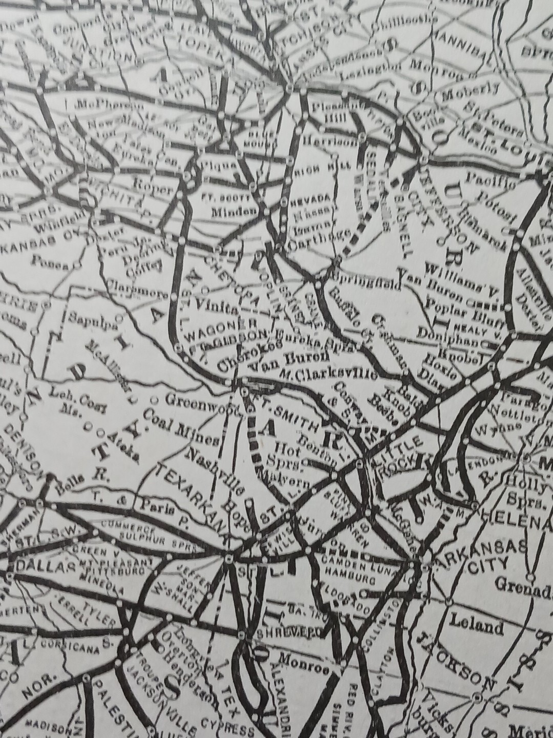 1906 Train Route Map MISSOURI PACIFIC RAILWAY St Louis Iron Mountain Railroad