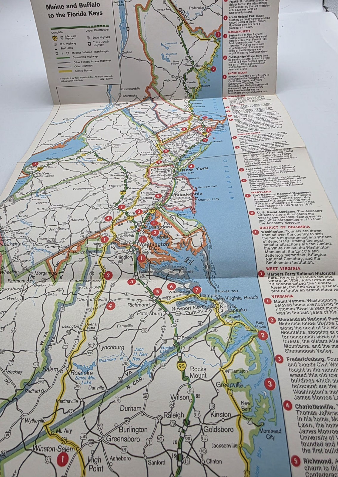 Vintage Rand McNally Road Atlas Map – New York, New Jersey, Connecticut