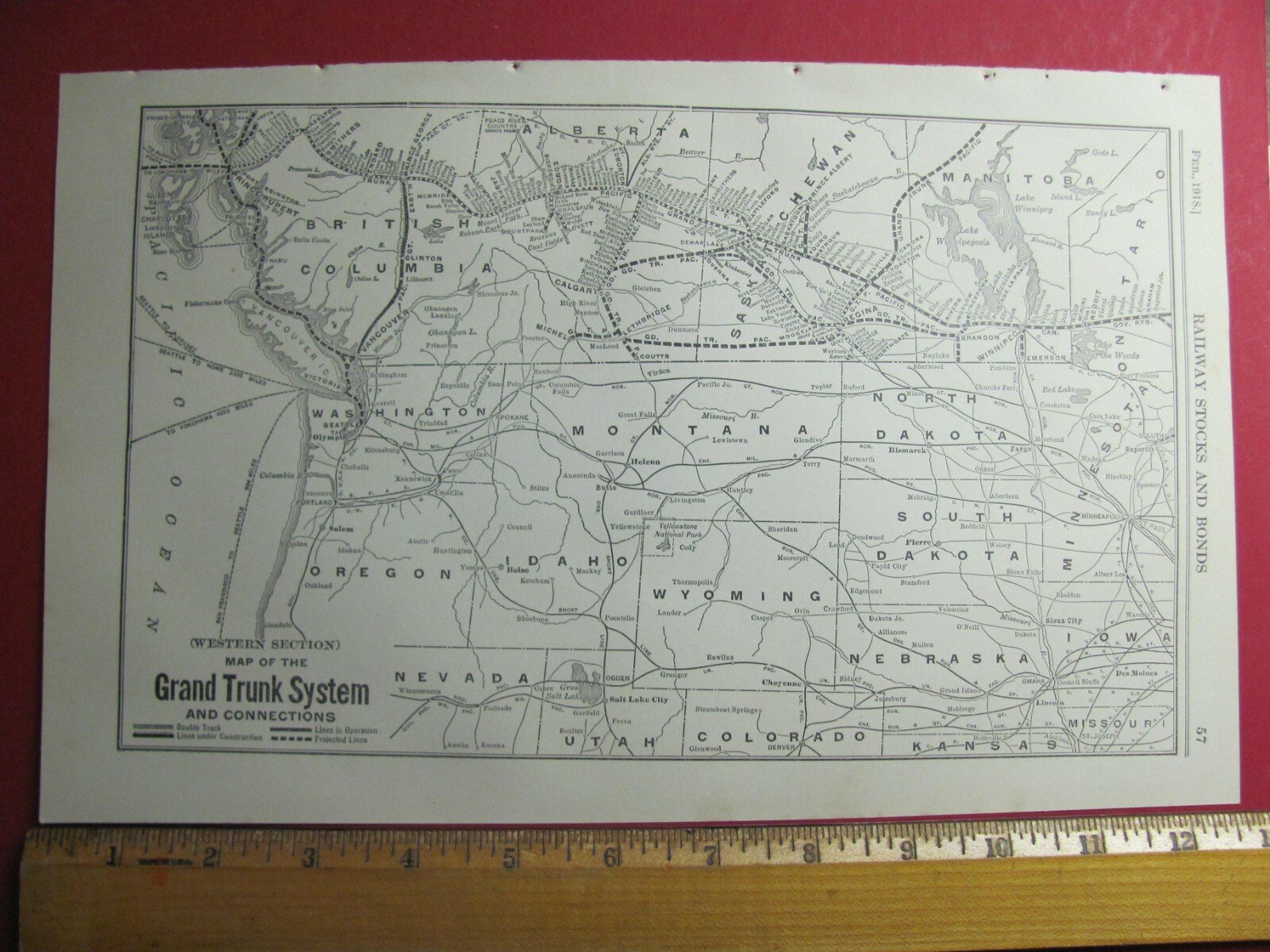1917 GRAND TRUNK RAILROAD CO. (WESTERN) SYSTEM MAP DEPOTS TOWNS GT RR HISTORY