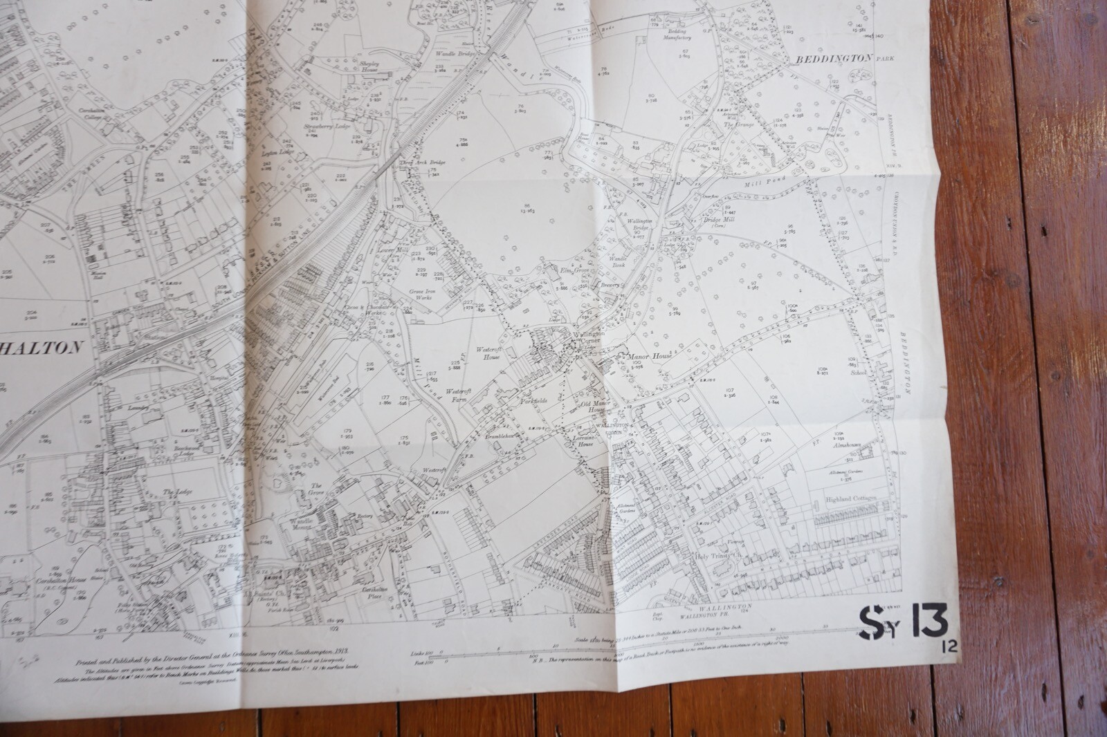 1913 Carshalton South london & Peckham & Sutton OS Railway Map